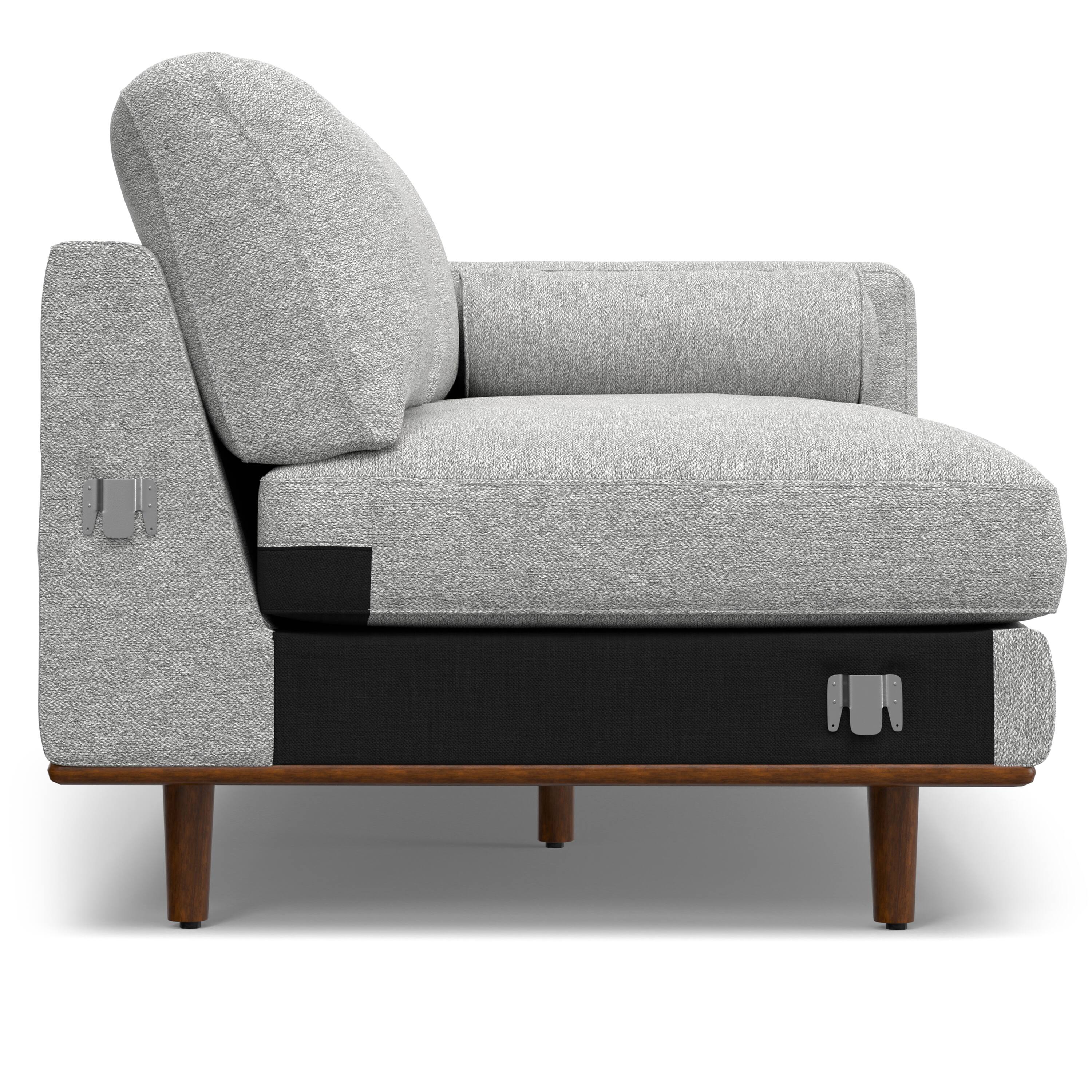 Alt View 7. Simpli Home - Morrison Mid Century Left Sectional 102 inch Wide Sofa Sectional in Mist Grey Tightly Woven Performance Fabric - Mist Grey.
