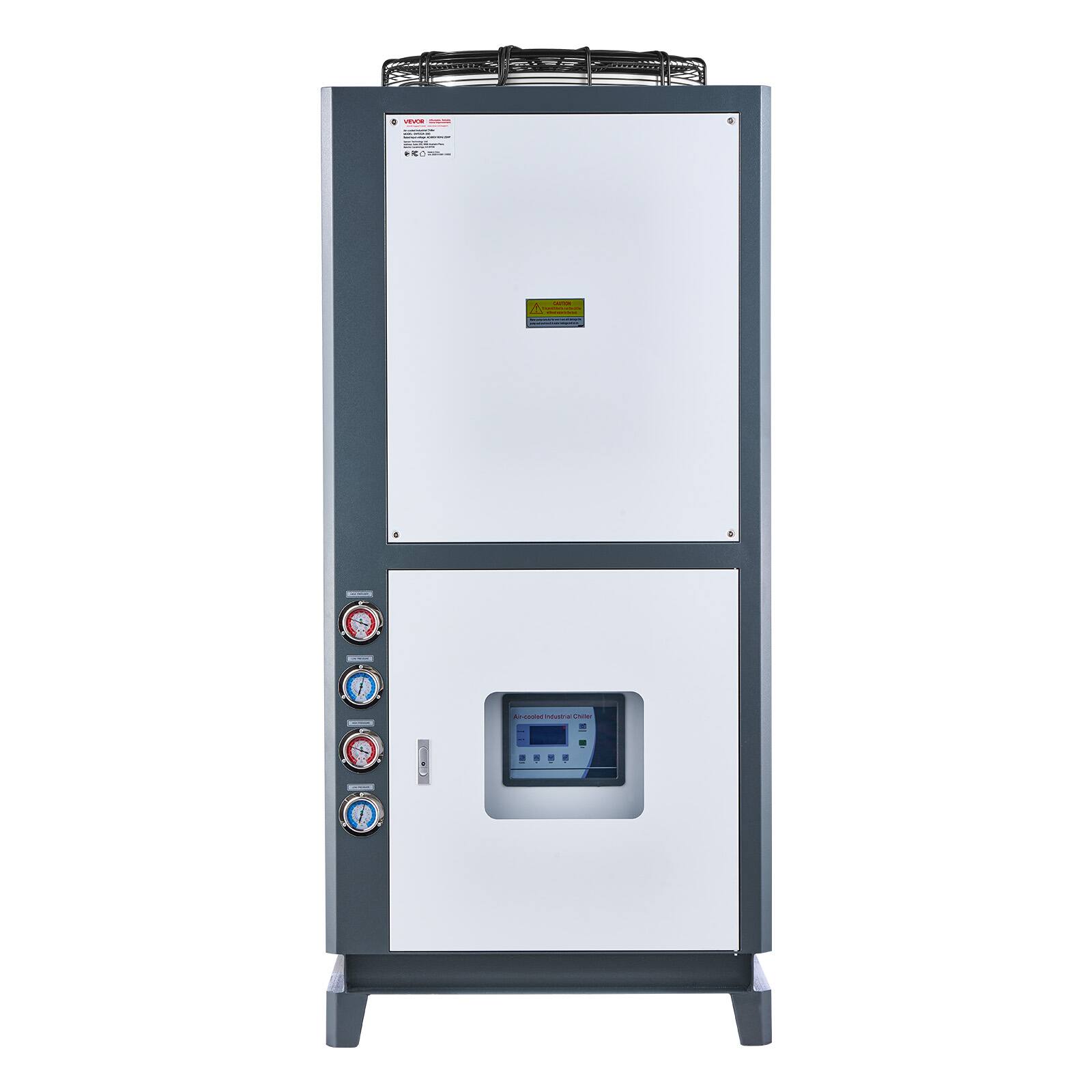 Alt View 5. VEVOR - Air-Cooled Water Chiller, 25 HP, Industrial Water Chiller with 60,480 Kcal/h Cooling Capacity, Dual Compressor - White;Grey.