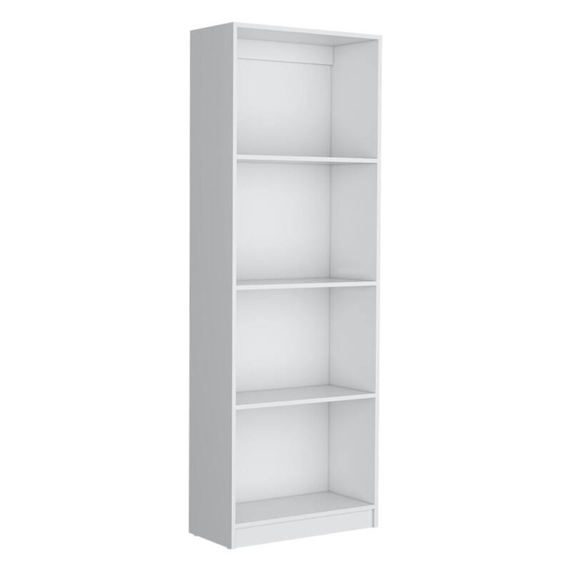 Back. HTUTWOO - Bookcase with Spacious Tier-Shelving Design – Four Spacious Shelves for Books and Decor, Versatile Display Shelf, - White.