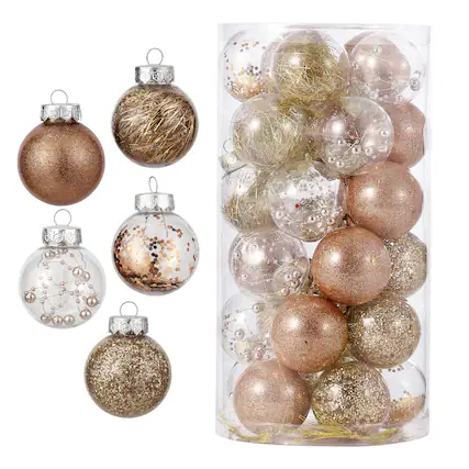 Front. Acekool - 30 Pcs Christmas Ball Ornaments 2.36 Inch Shatterproof Xmas Balls for Holiday Wedding Party Decoration-Gold - Gold.