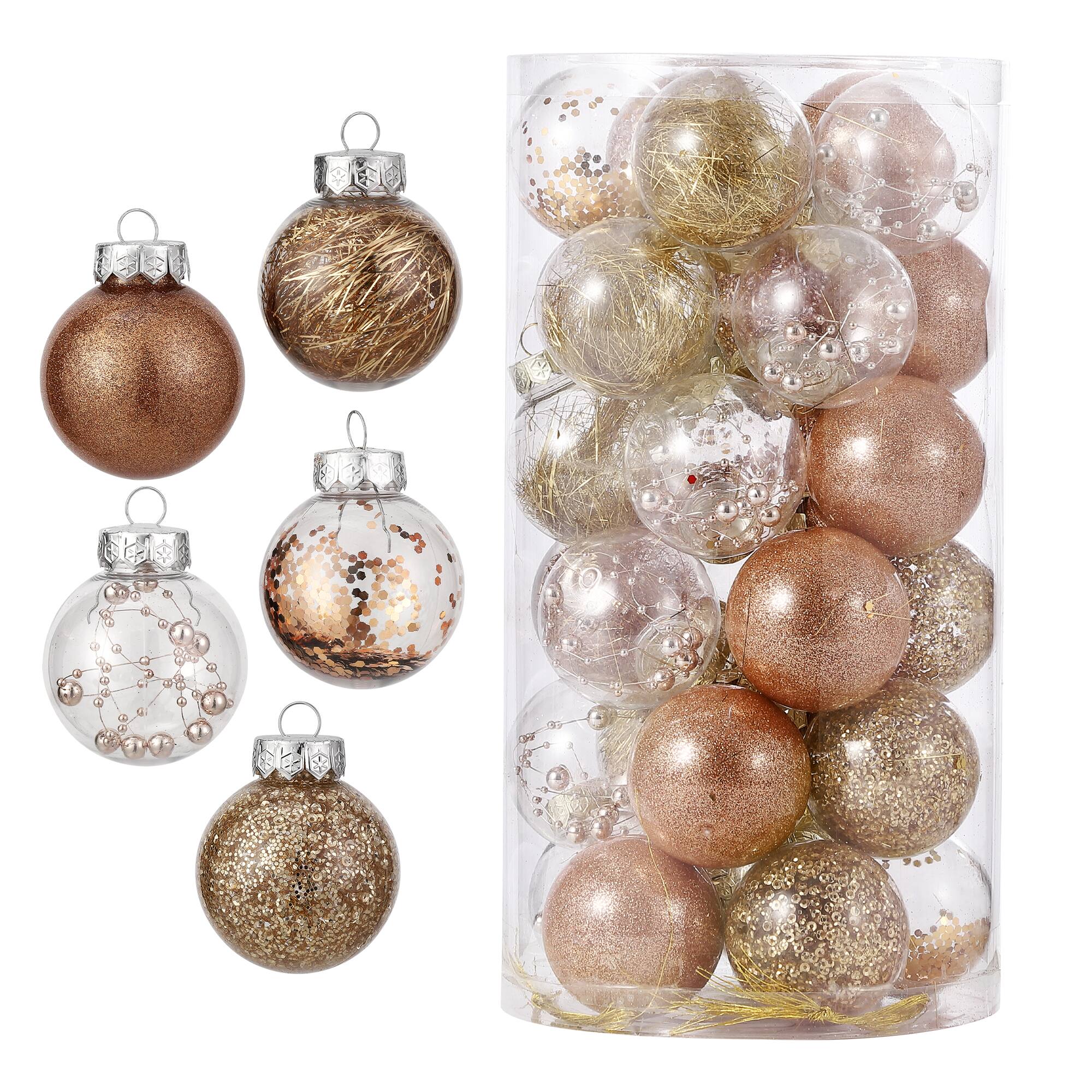 Front. Acekool - 30 Pcs Christmas Ball Ornaments 2.36 Inch Shatterproof Xmas Balls for Holiday Wedding Party Decoration-Gold - Gold.