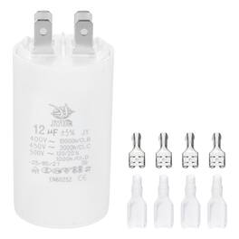 Unique Bargains - 12uF CBB60 Run Capacitor, AC 450V 4 Pin Double Insert with Sheath Spring for Motor Start - White