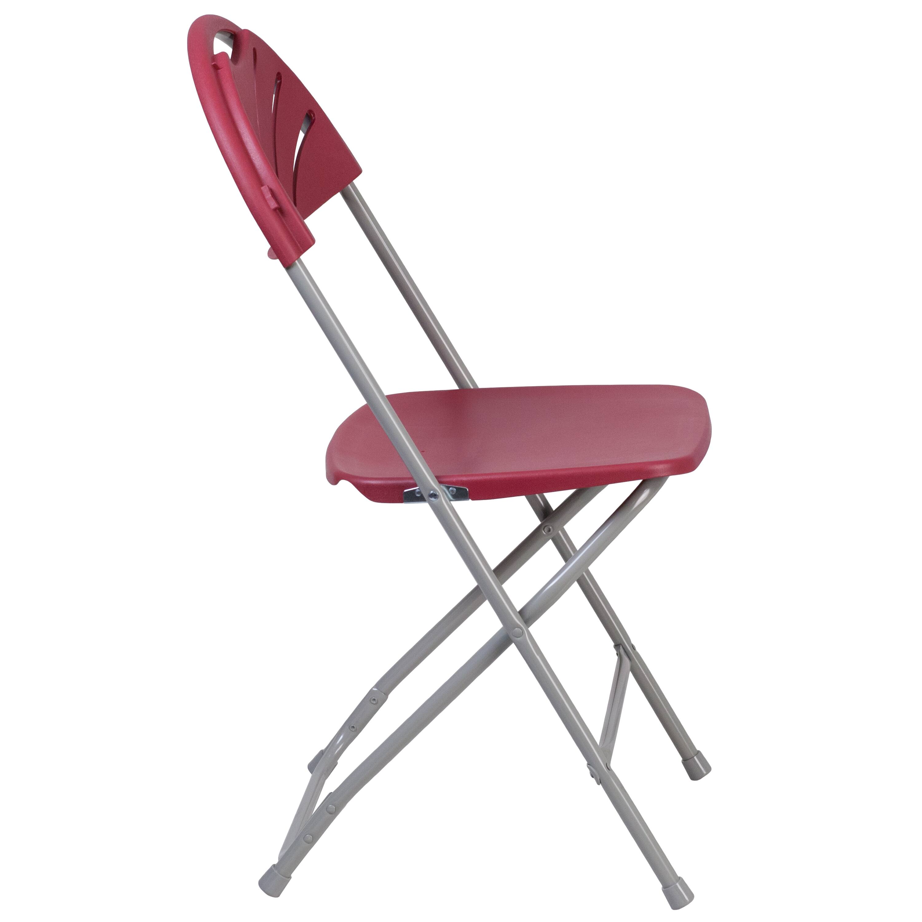 Alt View 7. Emma + Oliver - 8 Pack Wedding/Event Stackable Fan Back Plastic Folding Chair - Burgundy.