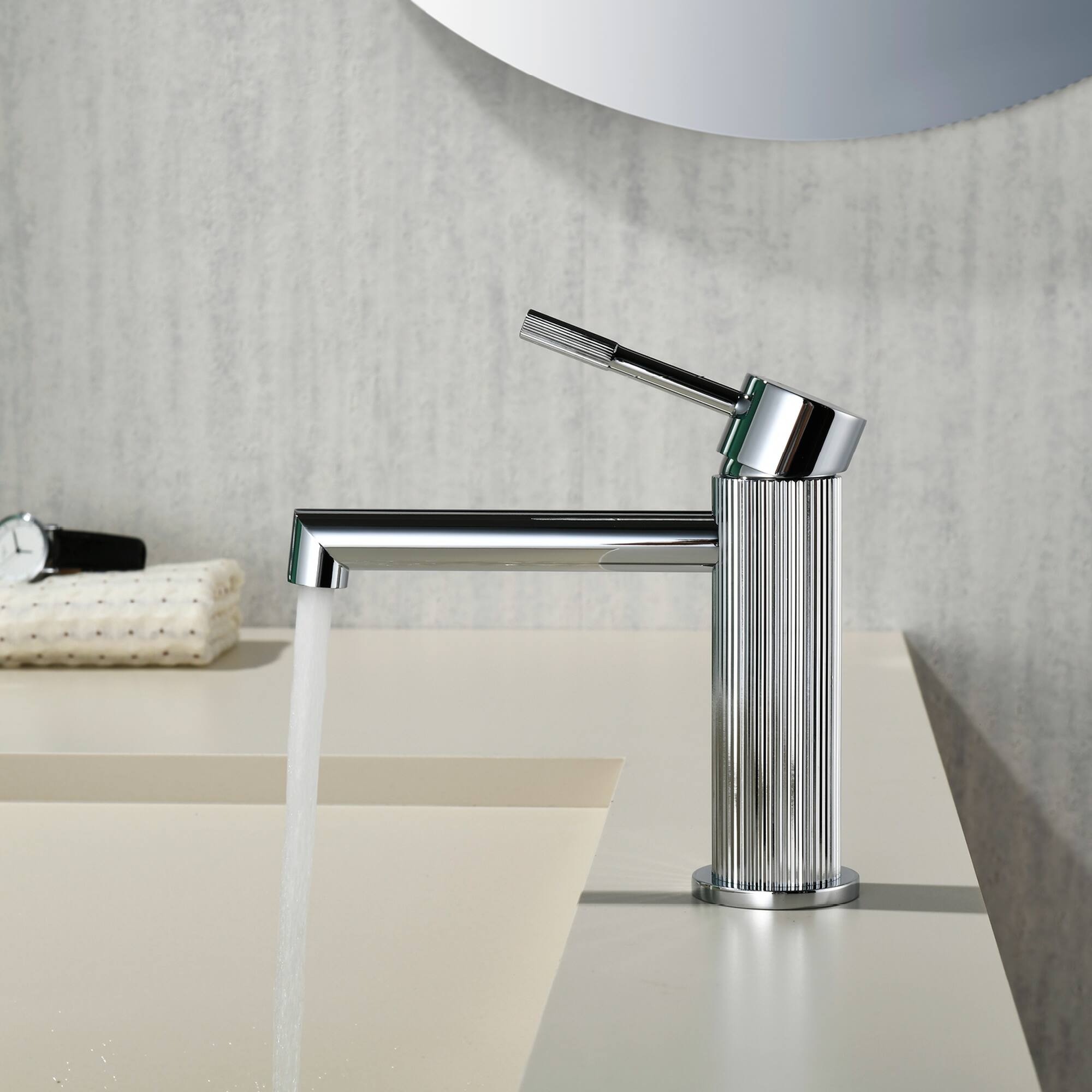 Alt View 2. Boyel Living - Chrome Carved Solid Brass Bathroom Faucet Single Handle - Chrome.