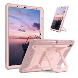 Kitcheniva - Rugged Case With Rotating Stand Built-in Screen Protector For iPad Air 11-inch M4/M3/M2 (2026/2025/2024) - Rose Gold