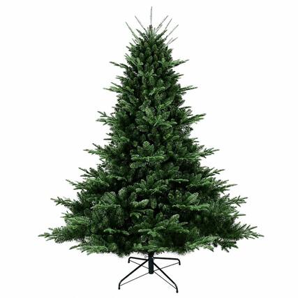 Front. RYHNUYNE - 7.5FT Full-Shaped Christmas Tree, 2441 PE/PVC Mixed Needles Wide Base Hinged Structure Metal Stand Strong Support - Green.