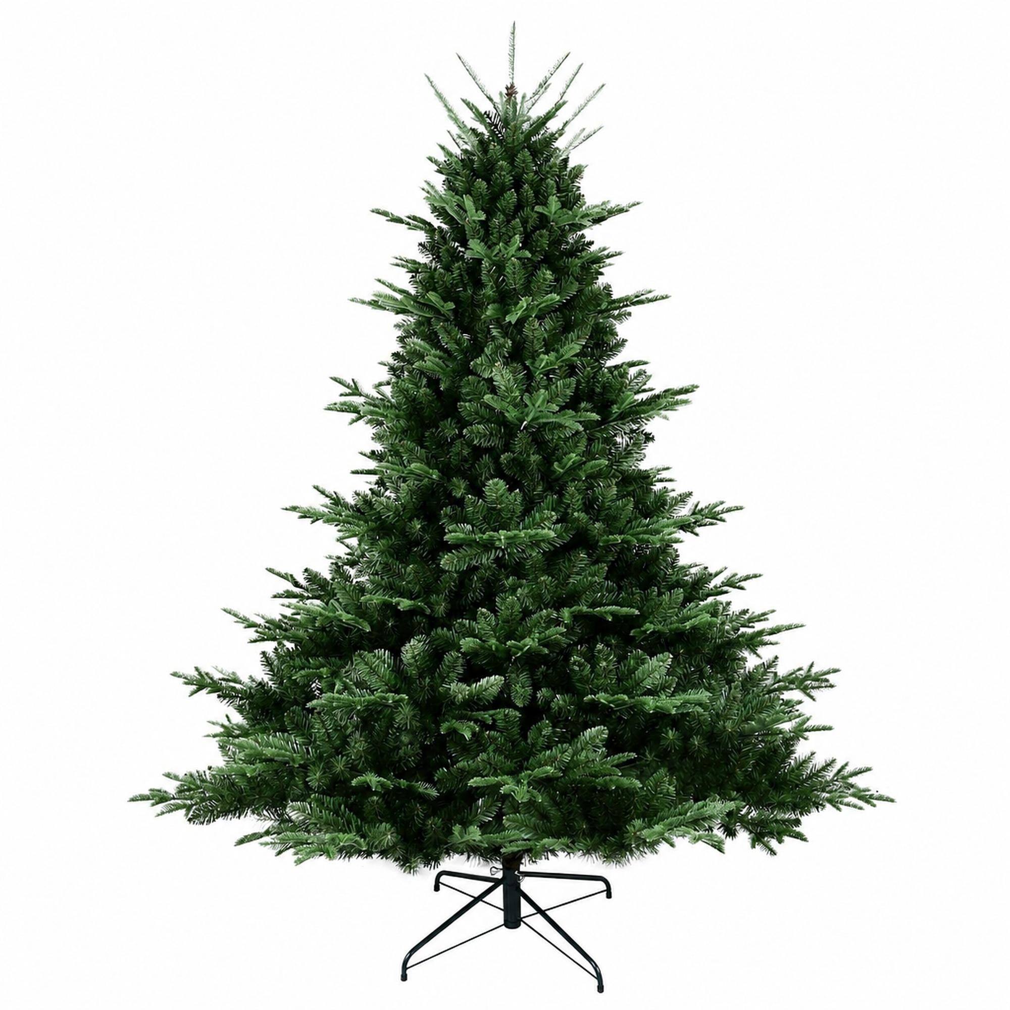 Front. RYHNUYNE - 7.5FT Full-Shaped Christmas Tree, 2441 PE/PVC Mixed Needles Wide Base Hinged Structure Metal Stand Strong Support - Green.