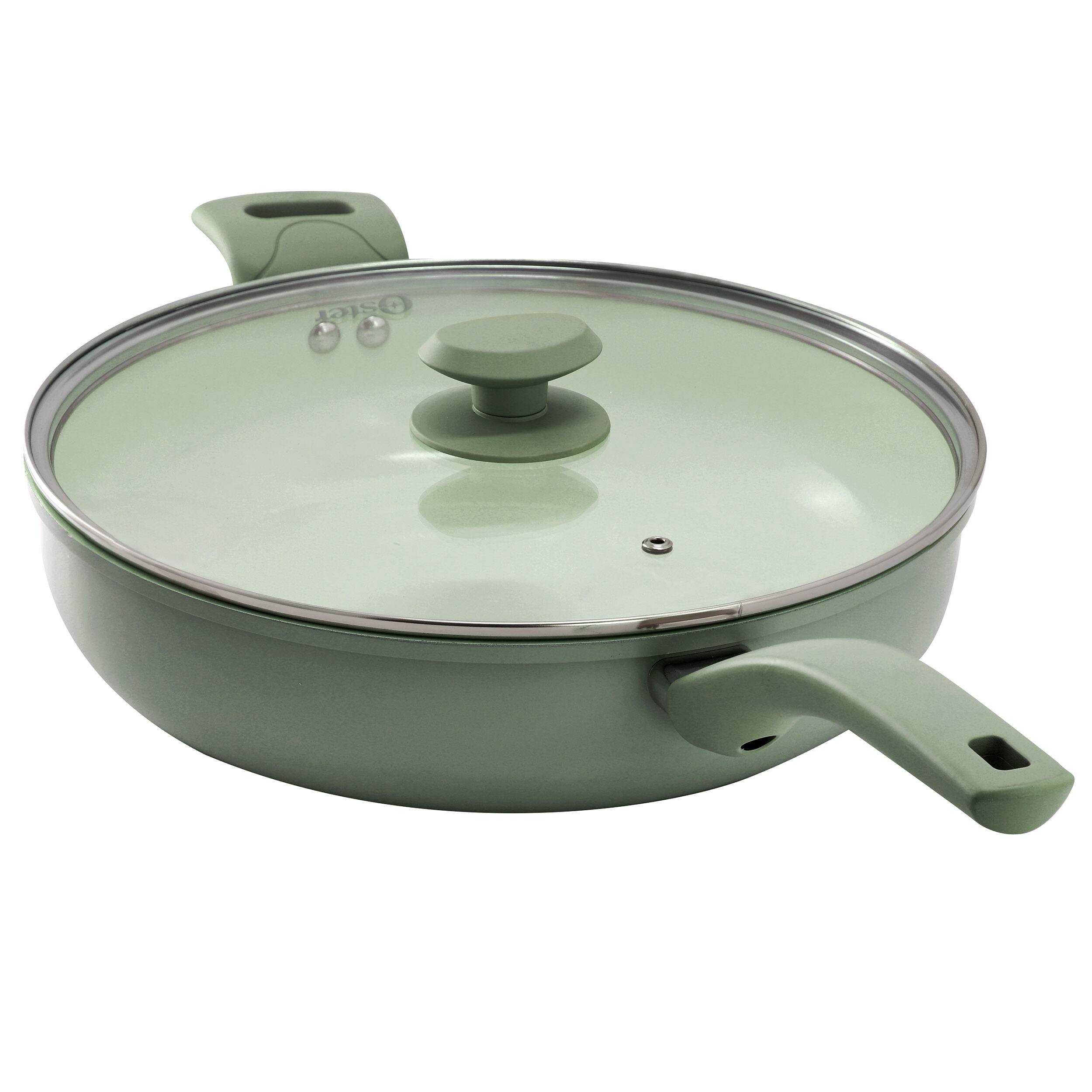 Alt View 2. Oster - Oster Sutterville Choice 5 Quart Ceramic Nonstick Saute Pan with Lid in Evergreen - Greeb.