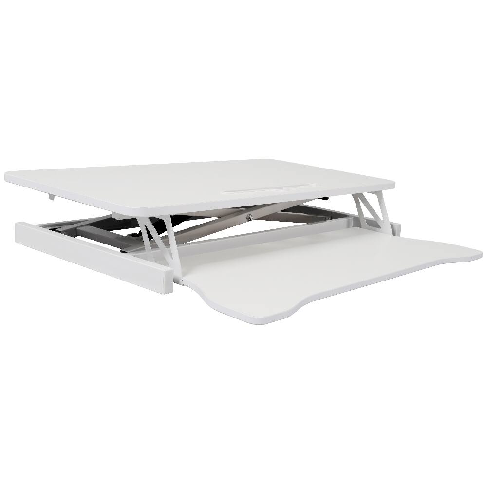 Left. Loheer - Loheer Standing Desk Converter White Adjustable Sit to Stand Workstation with Keyboard Tray Gas Spring Laptop Desk Riser - White.