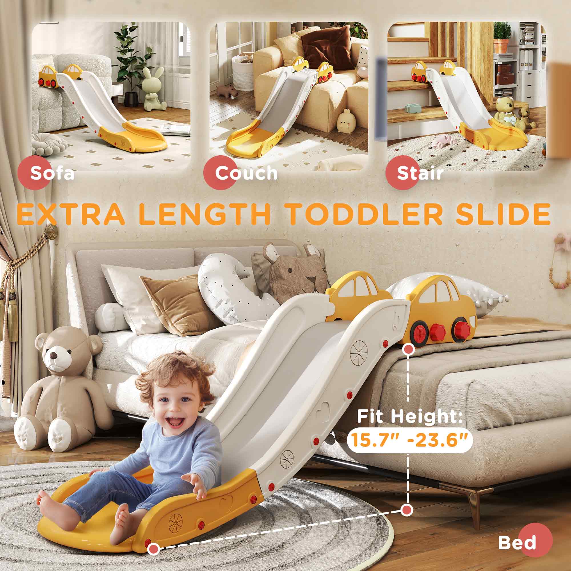 Sofa Couch Stair EXTRA LENGTH TODDLER SLIDE  
Fit Height: 15.7" - 23.6"  
Bed