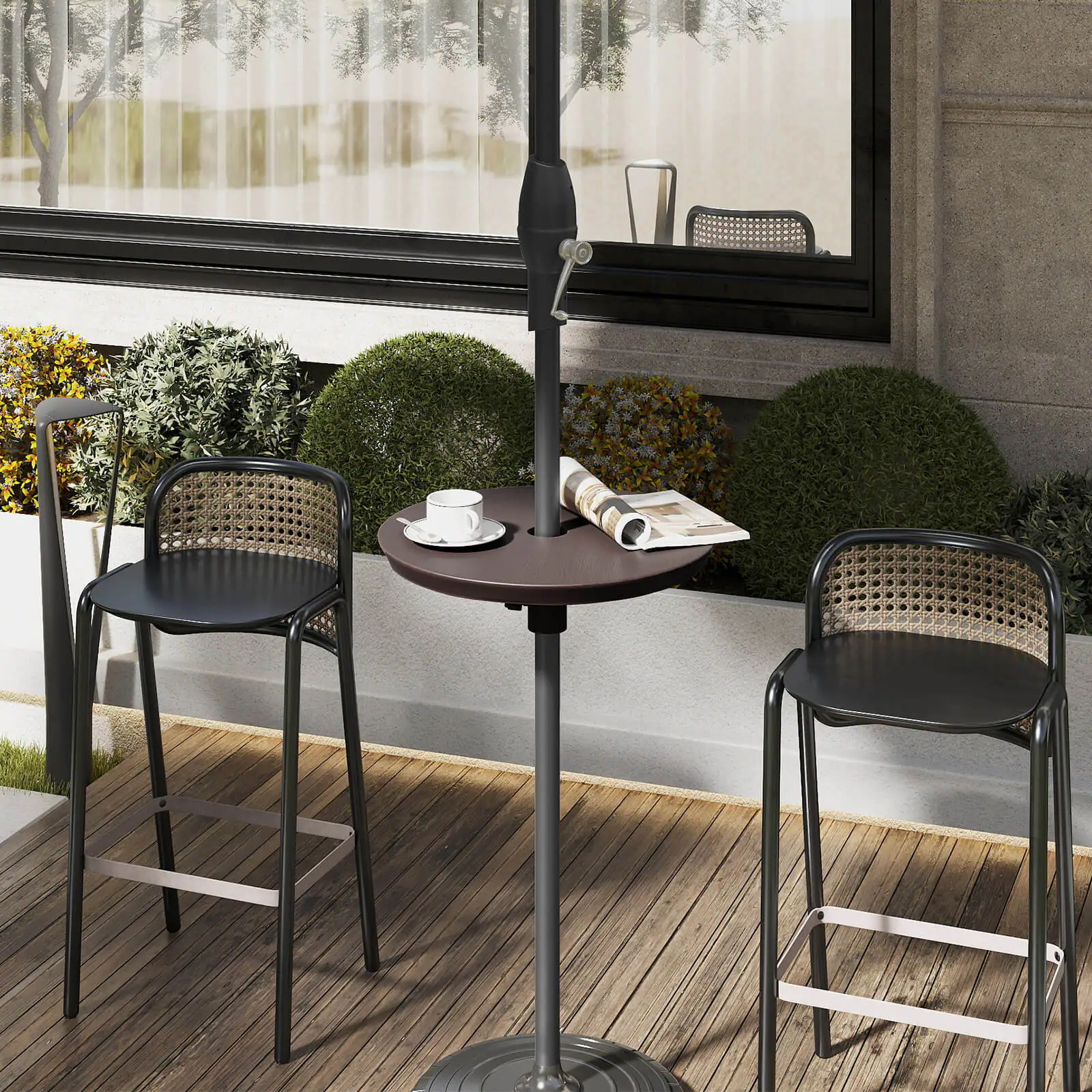 Alt View 4. Costway - Costway 20" Outdoor Adjustable Umbrella Table for 1.5" & 1.9" Patio Umbrella Pole - Coffee.