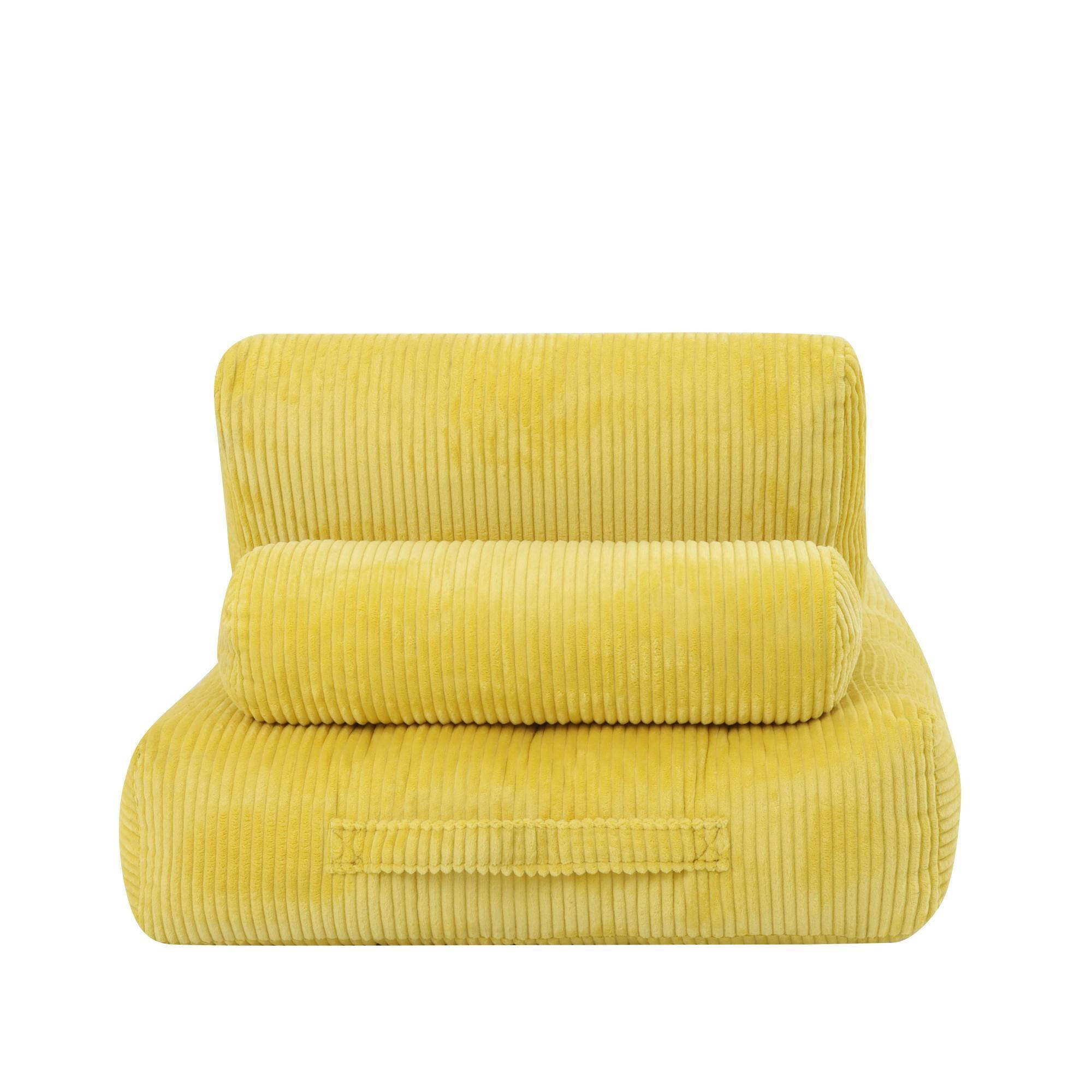 Alt View 7. GOODSILO - Corduroy Fabric Beanbag Couch for Living Room, Bedroom and Dorm, Cozy Fluffy Cloud Mini Couch - Yellow.