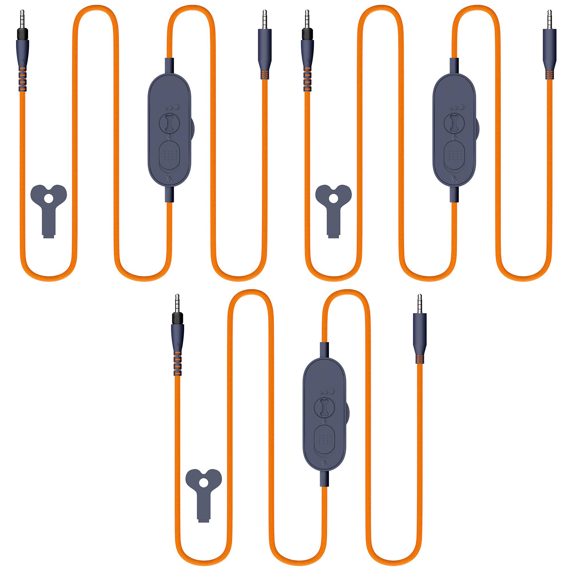 Delton - S35 3.5mm Aux Audio Cable with Mic Support for Headphones Smartphones Laptops and Devices 3-Pack, Black - Orange