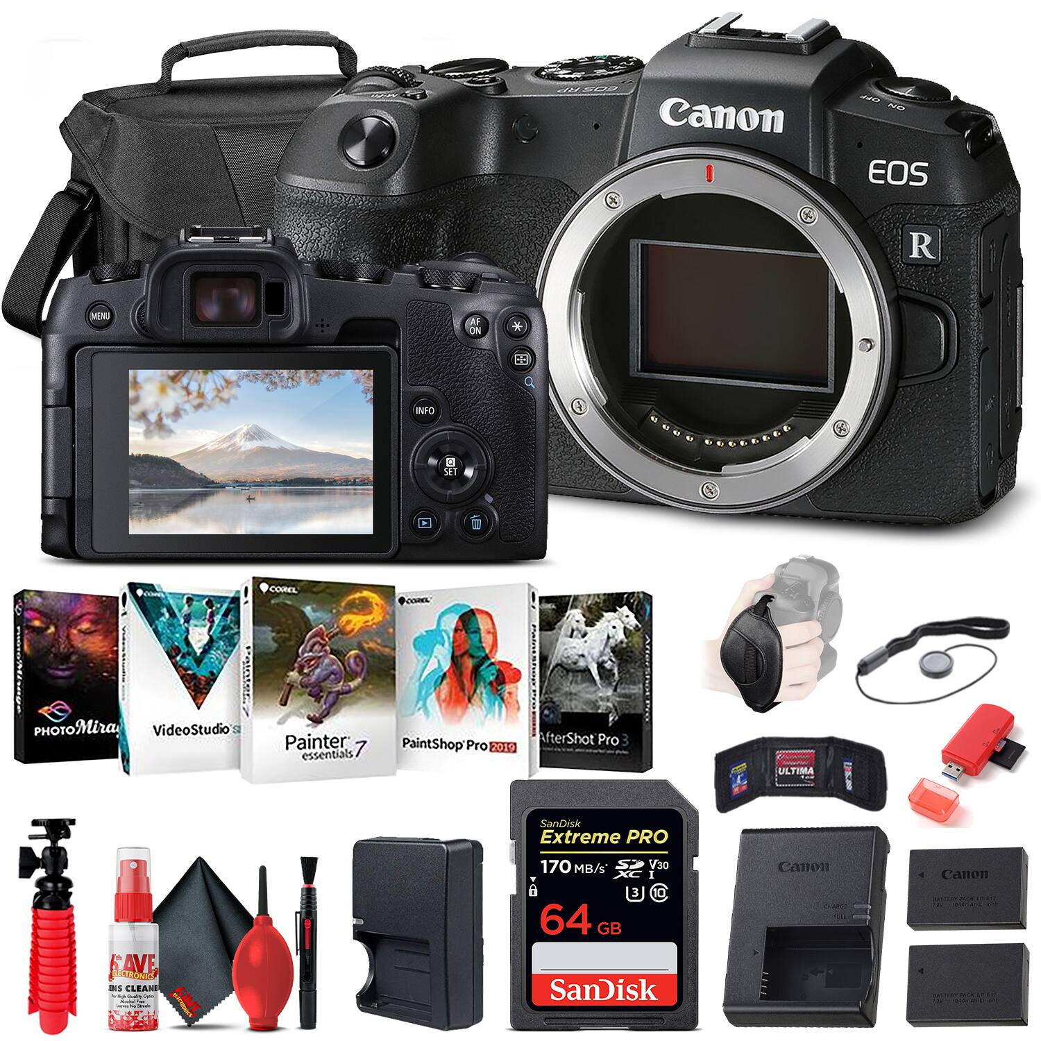 Canon EOS R  
Canon X  
EOS R WND On  
N0  
INFO  
2 SET  
UUE no Paloter  
PHOTOMira  
PHOTO  
VideoStudio  
COREL Painter essentials  
PaintShop Pro 2005  
odt  
AfterShot Pro 3  
d ULTIMA TE AVE  
ais  
CLEANE  
SanDisk Extreme PRO 170 MB/s V30  
3 10 - 64 GB  
SanDisk  
Canon  
Canon