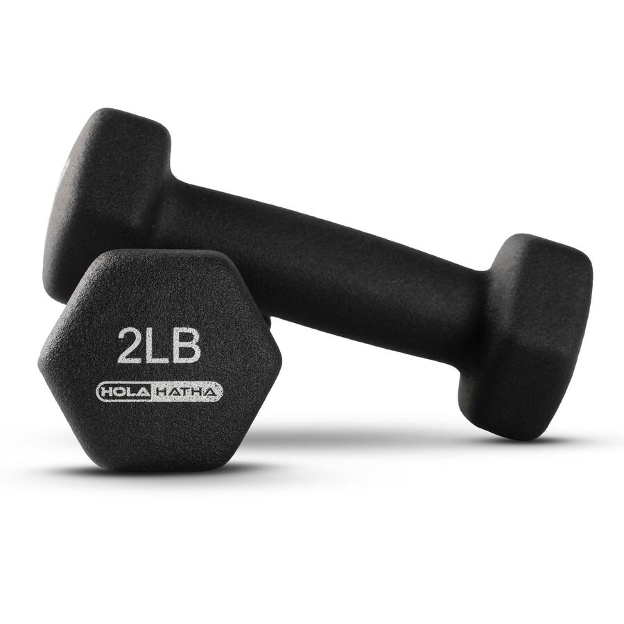 Studio Barbell Set Rack HolaHatha 2, 3, and 5 Pound Neoprene Dumbbell Free Hand Weight Set w ...