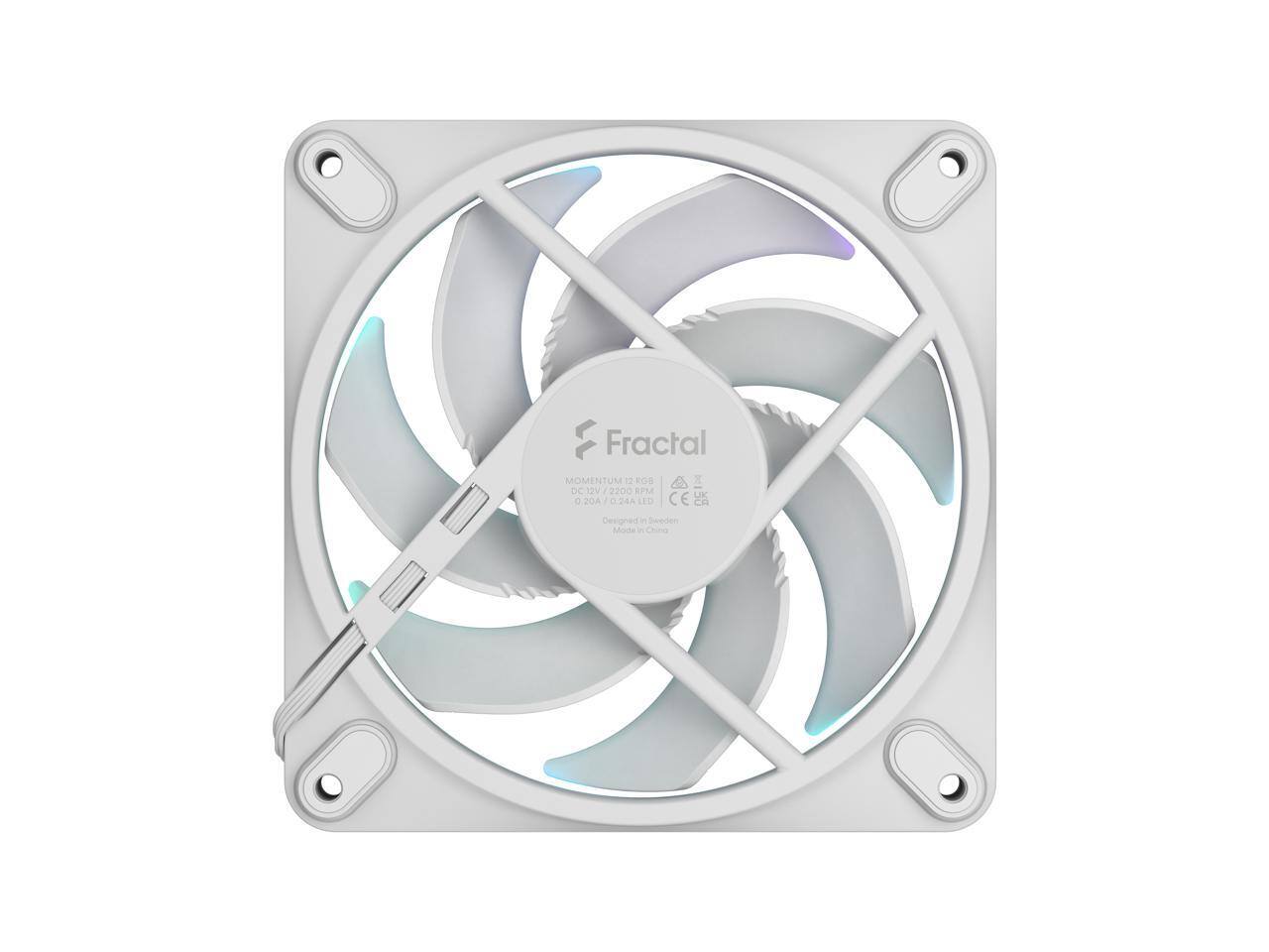 Fractal Momentum 12 RGB  
DC 12V  
2200 RPM  
0.20A / 0.24A LED  
CE  
Designed in Sweden  
Made in China