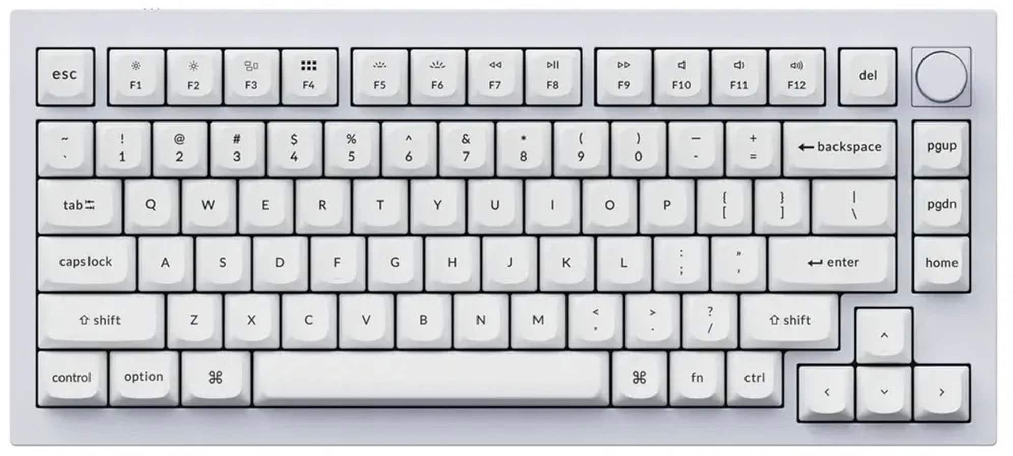 Keychron - Q1 75% Custom Wired RGB Mechanical Keyboard with Programmable QMK/VIA Hot-Swappable Brown Switch - White - Front_Zoom