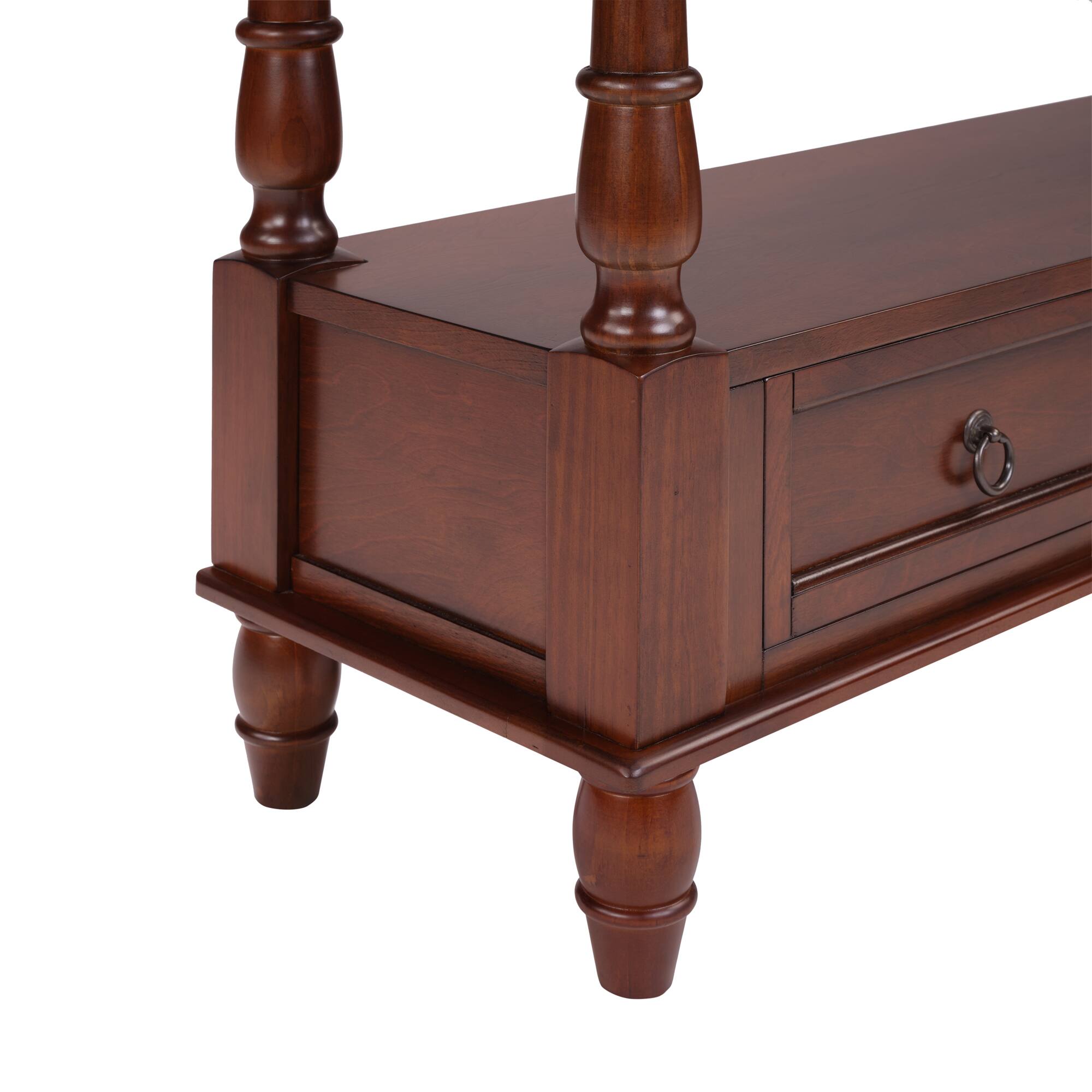 Alt View 10. GOODSILO - Vintage Style Solid Wood Console Table with Six Drawers and Two-Tier Shelf for Living Room and Entryway - Cherry.