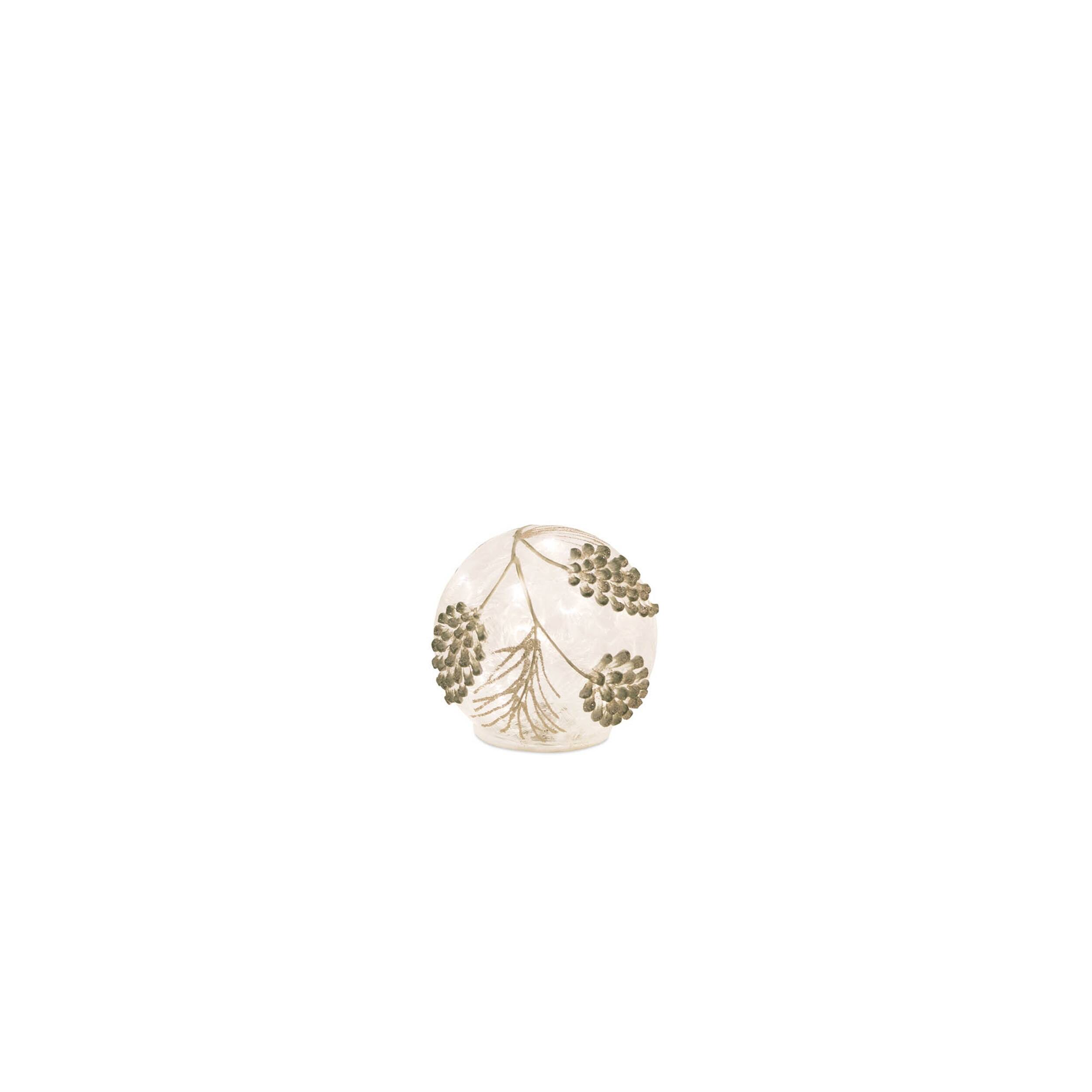 Alt View 2. BreeBe - LED Frosted Gold Pinecone Orb (Set of 3) - White, Gold.