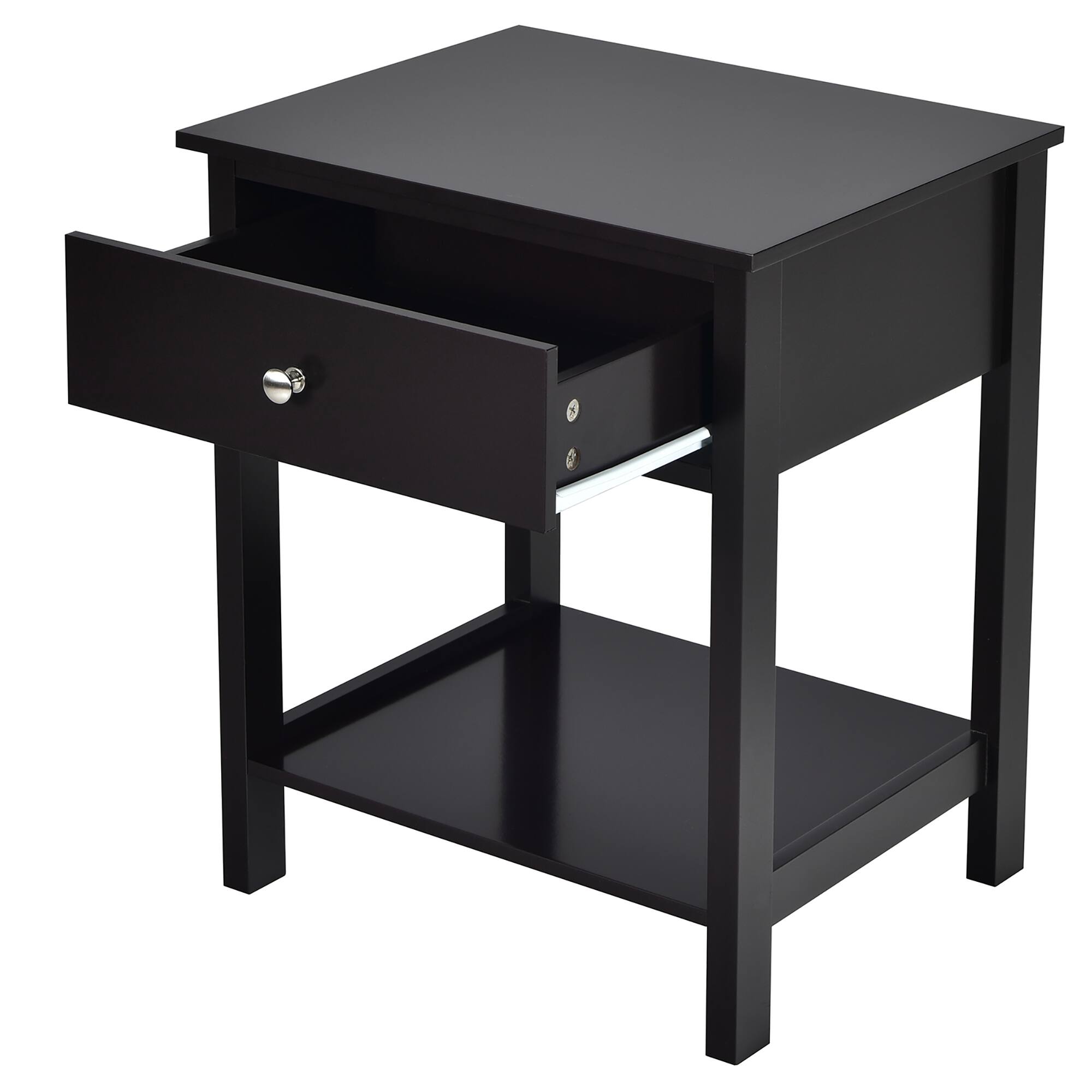 Costway Nightstand with Drawer Storage Shelf Wooden Bedside Sofa Side