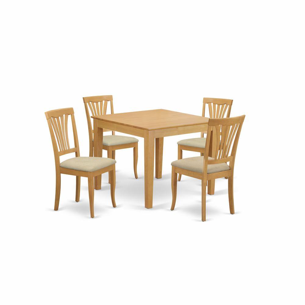 Back. East West Furniture - OXAV5-OAK-C 5 Pc Kitchen Table set - Kitchen dinette Table and 4 Dining Chairs - Oak.