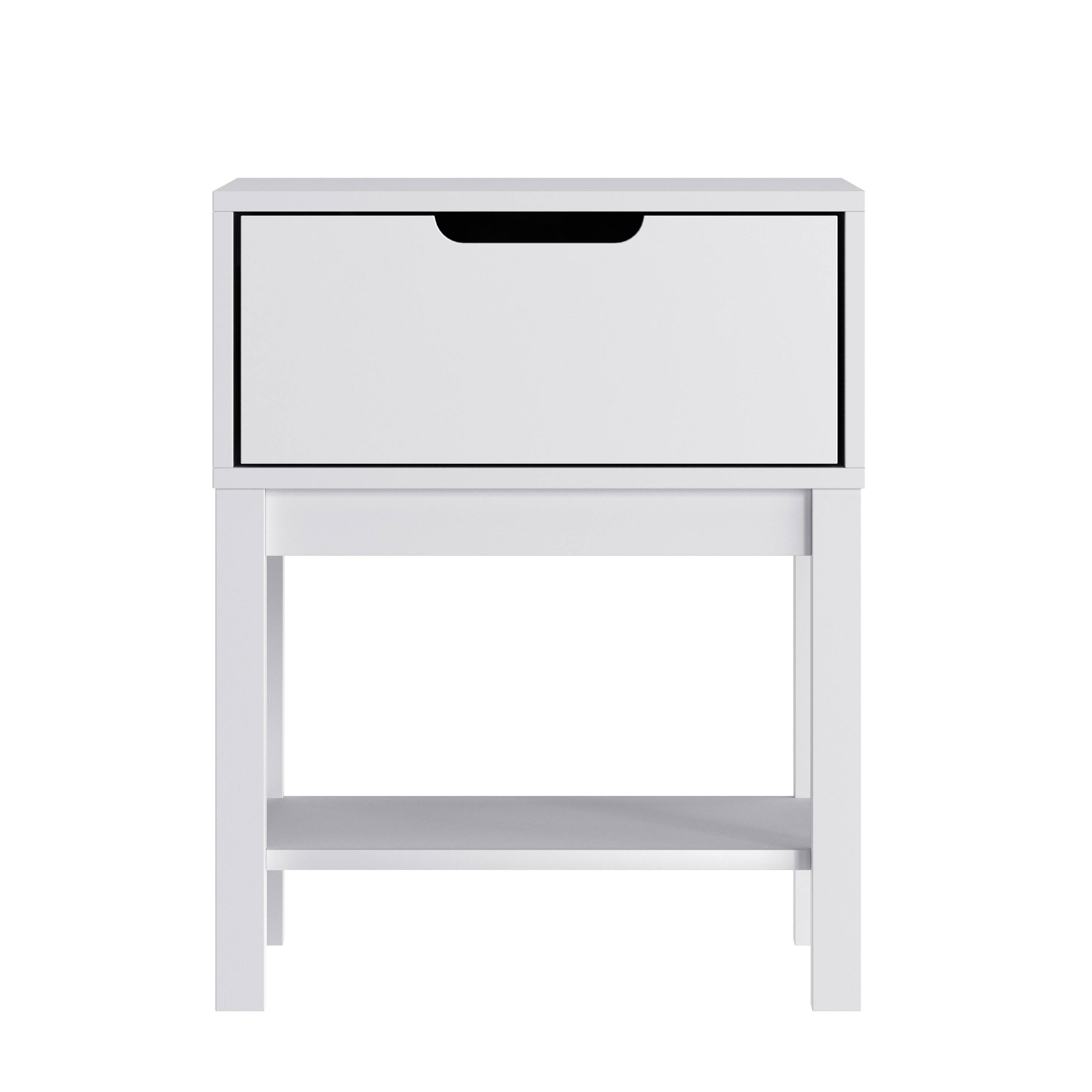 Alt View 7. Emma + Oliver - Samuel Kids Single-Drawer Night Stand with Solid Wood Frame, Side Table for Kids Bedroom with Open Shelf - White.