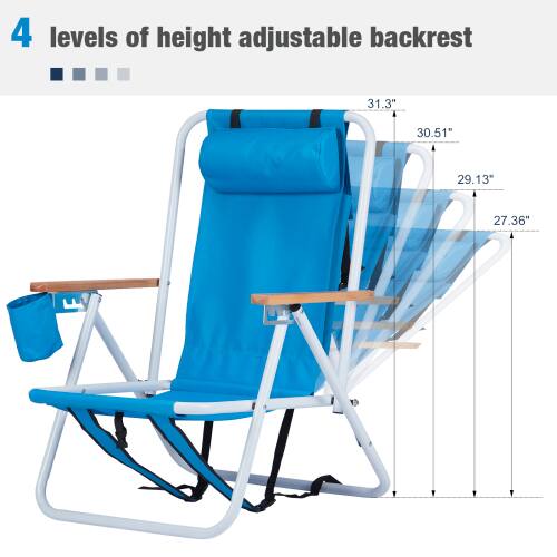 4 levels of height adjustable backrest

31.3"  
30.51"  
29.13"  
27.36"