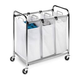 Hivvago - Heavy Duty Commercial Grade Laundry Sorter Hamper Cart - White Chrome