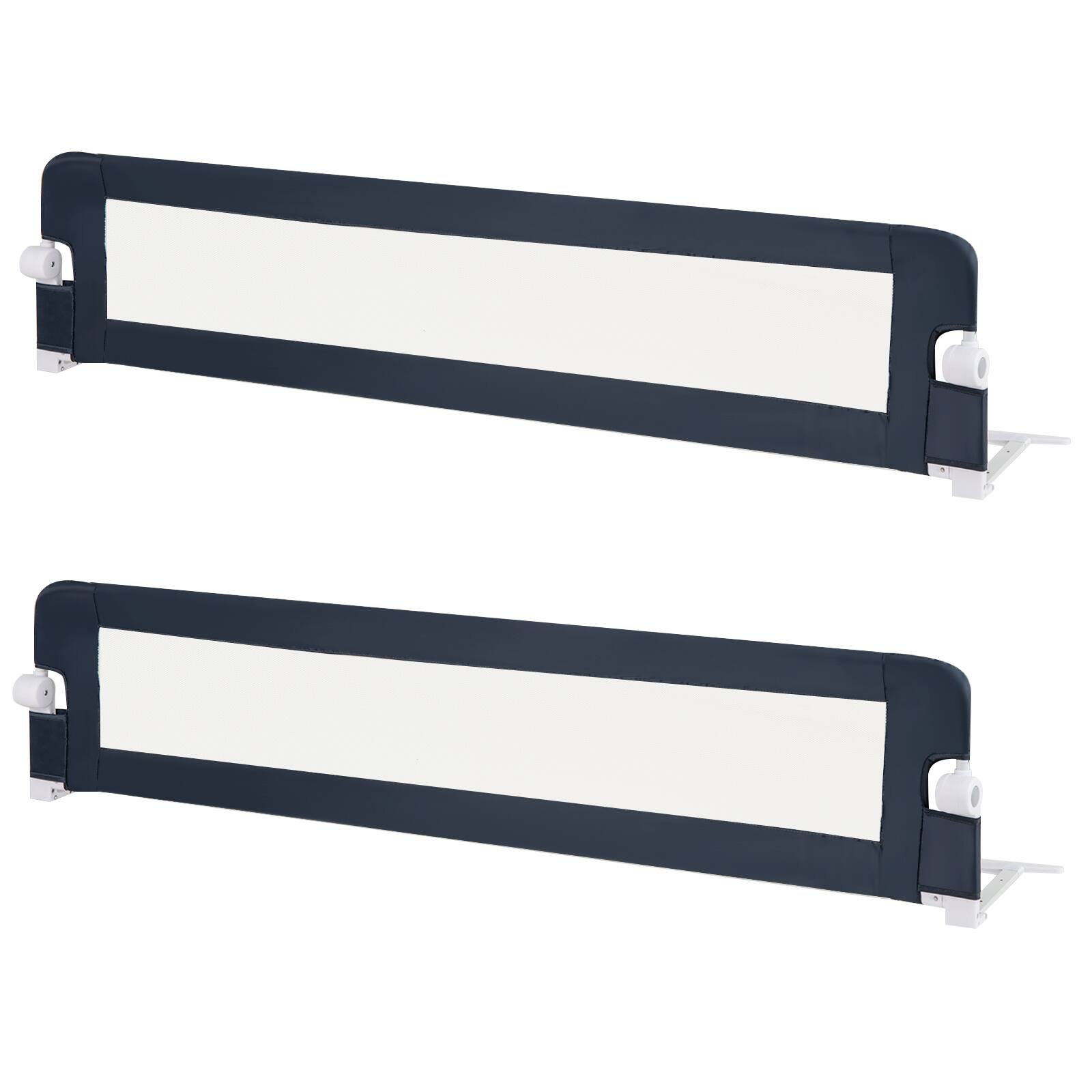 Gymax - 2PCS 71'' Toddler Foldable Bed Rail w/ Adjustable Safety Strap Bedrail Guard - Blue