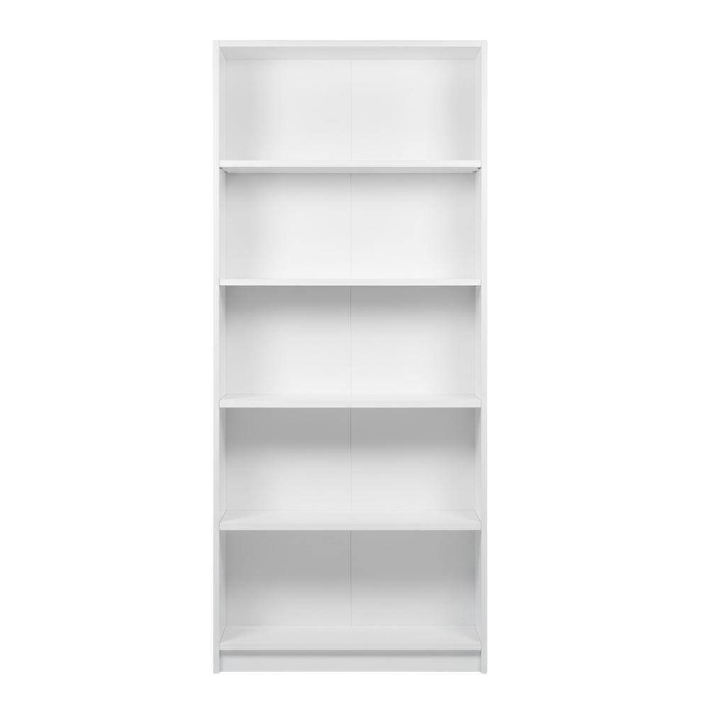 Back. FurniFact - Wooden Bookcase with Adjustable Shelves for Living Room and Office - White.