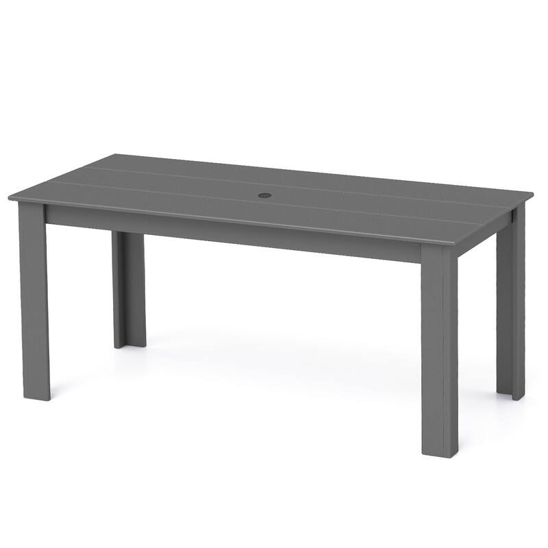 FODINGHILL - Premium HDPE All-Weather Outdoor Dining Table with Umbrella Hole - Gray