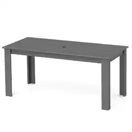 FODINGHILL - Premium HDPE All-Weather Outdoor Dining Table with Umbrella Hole - Gray