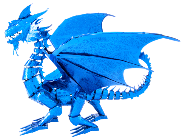 Metal Earth - Premium Series Blue Dragon 3D Metal Model Kit Fascinations - Silver