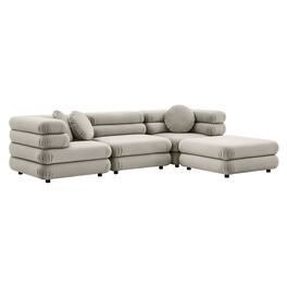 Jubilee 4-Piece Modular Performance Velvet Sectional Sofa by Modway - Almond