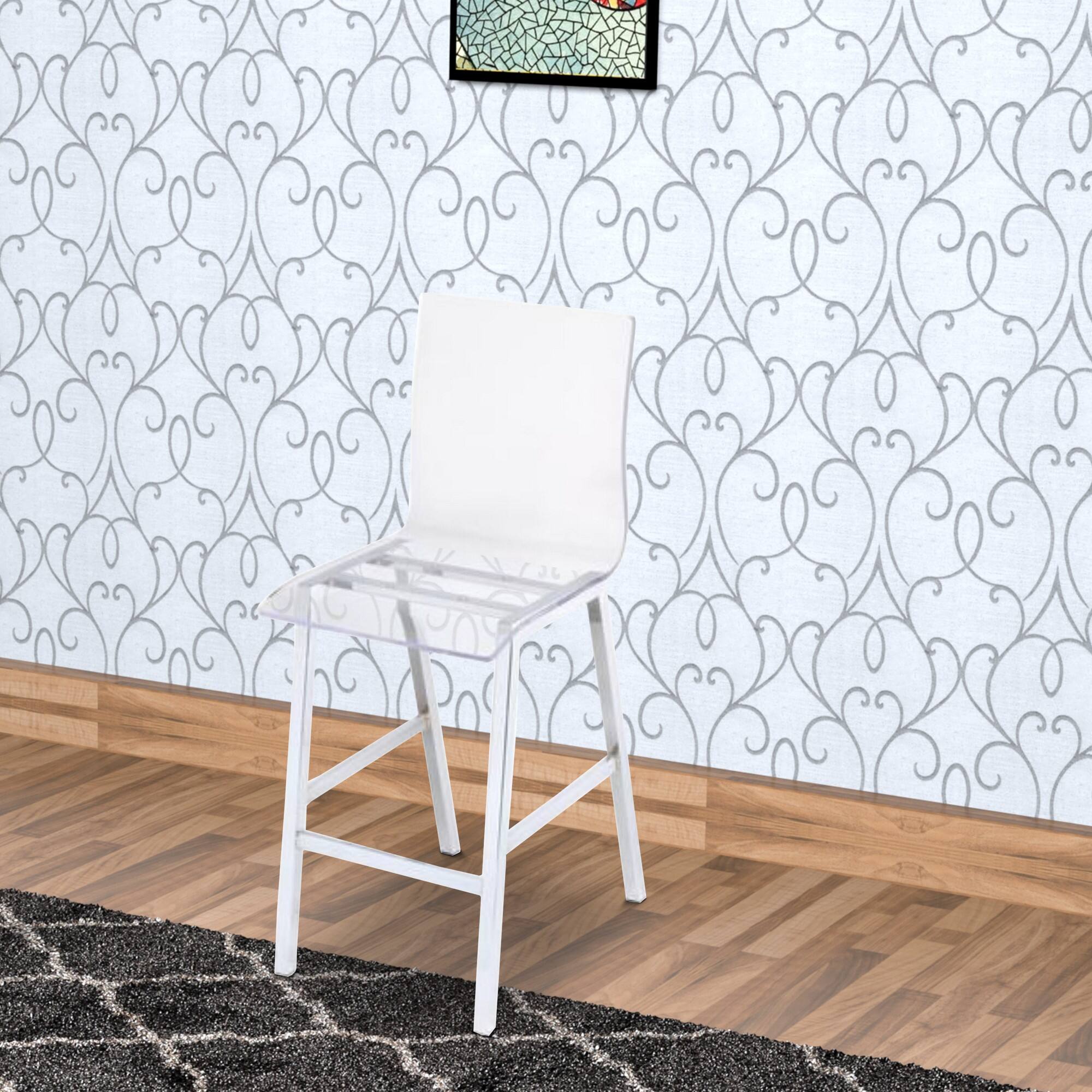 Alt View 5. Manhattan Lane - Counter Height Dining Chair Clear Acrylic, Set of 2 - Clear and Chrome.