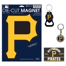 WinCraft - Pittsburgh Pirates 4-Pack Key Rings and Magnets Set - Multicolor