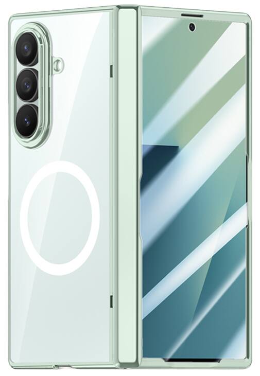 Alt View 2. Nakedcellphone - Electro Case for Samsung Galaxy Z Fold 7 Phone - Built-In Screen/Hinge Protector Compatible with MagSafe - Green.