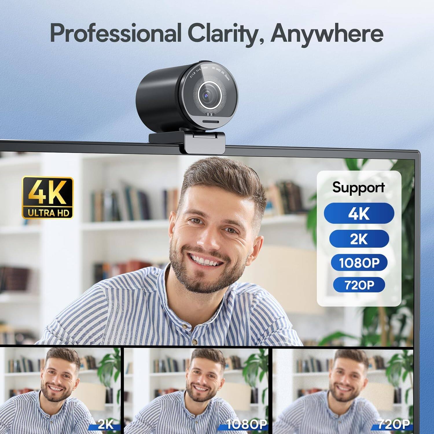 EMEET SmartCam S800 4K Webcam for Streaming, Sony 1/2'' Sensor