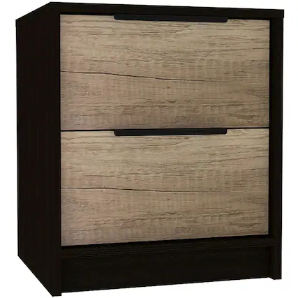 Front. TuHome - Kaia Nightstand Black / Pine MDF - Brown.