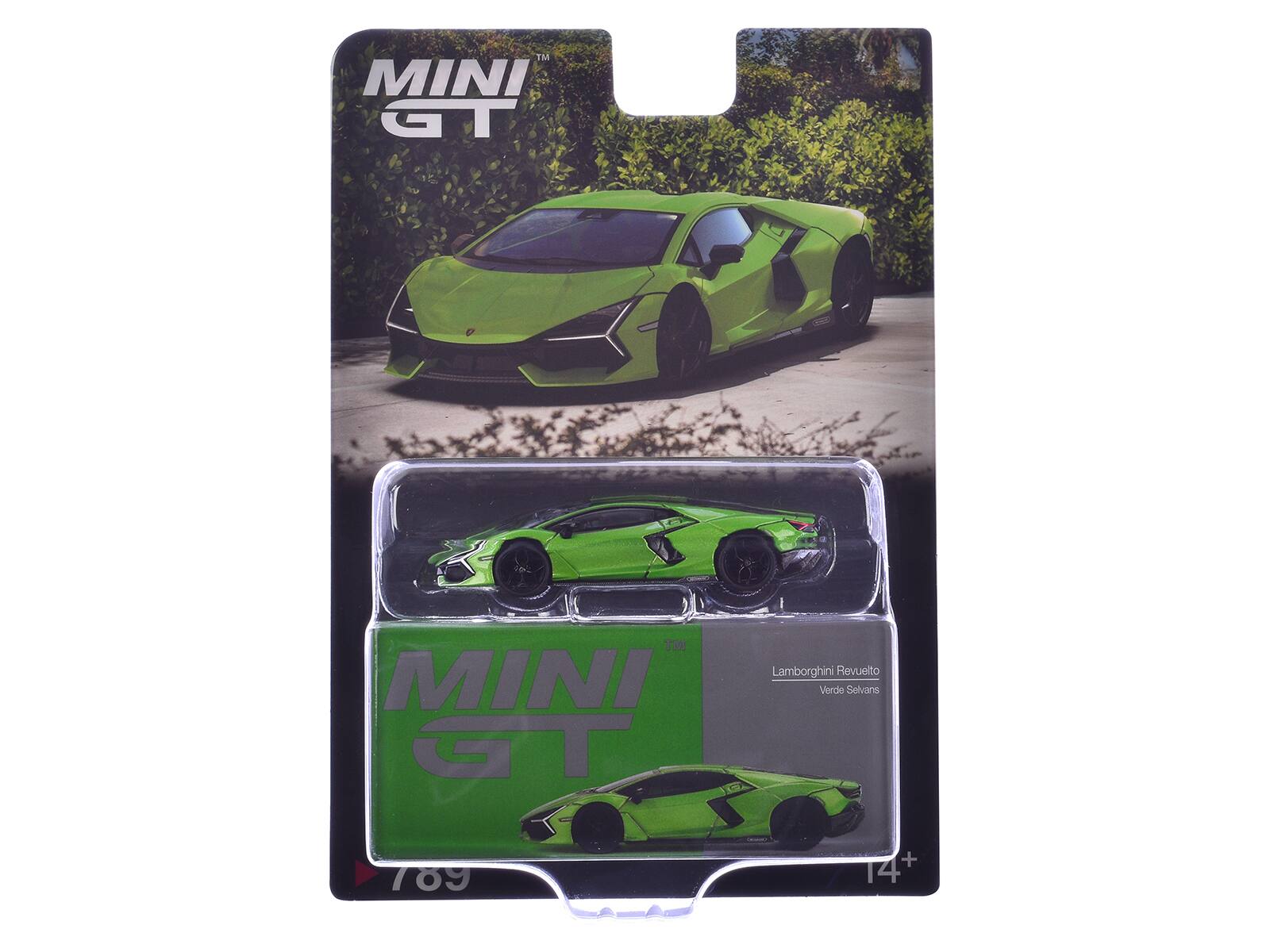 MINI GT  
Lamborghini Revuelto Verde Selvans  
789  
14+