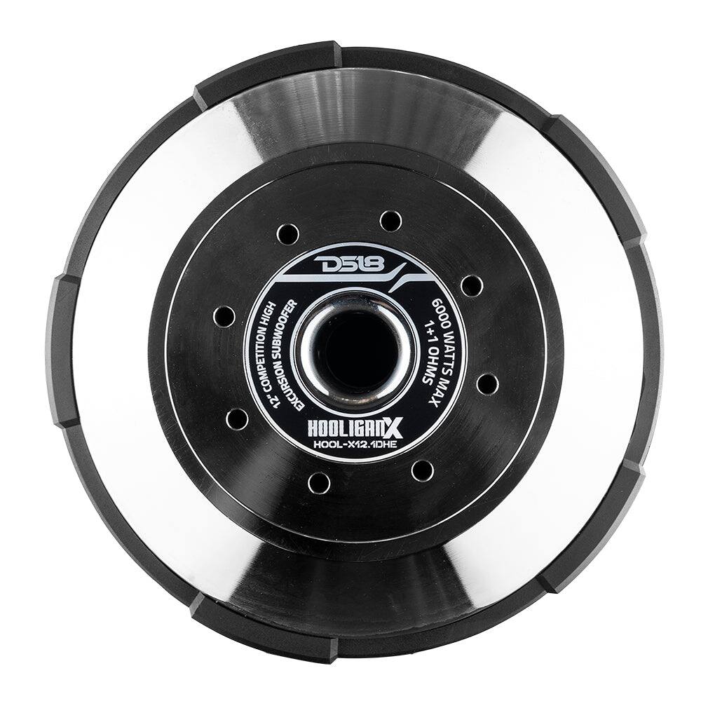 D518 HIGH SUBWOOFER 1+1 6000 COMPETITION EXCURSION OHMS MAX WATTS 12" HOOLIGANX HOOL-X12.1DHE