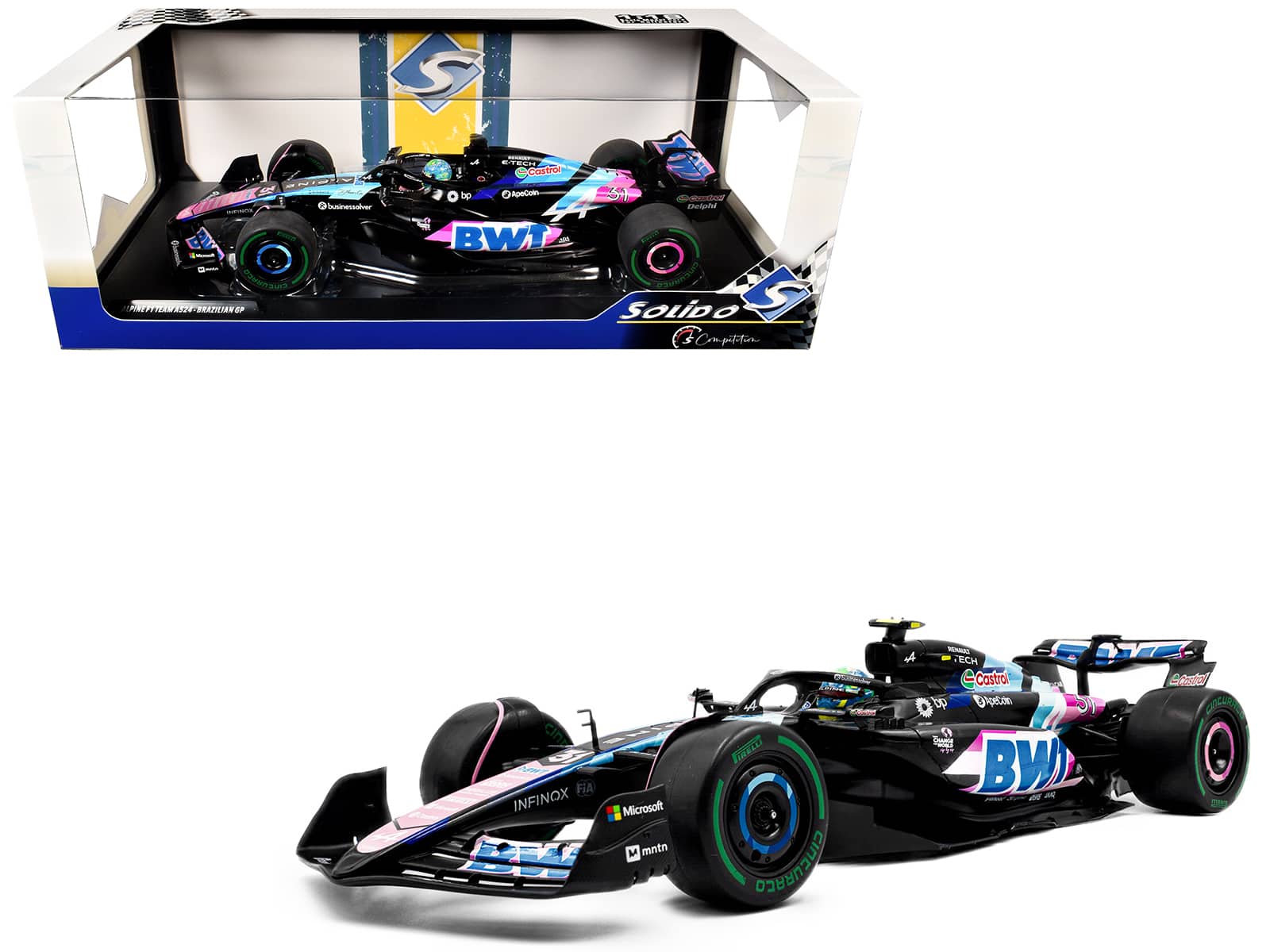 Solido - Alpine A524 #31 Esteban Ocon "BWT" 2nd Place F1 "Sao Paulo GP" (2024) "Competition" Series 1/18 - Multicolor