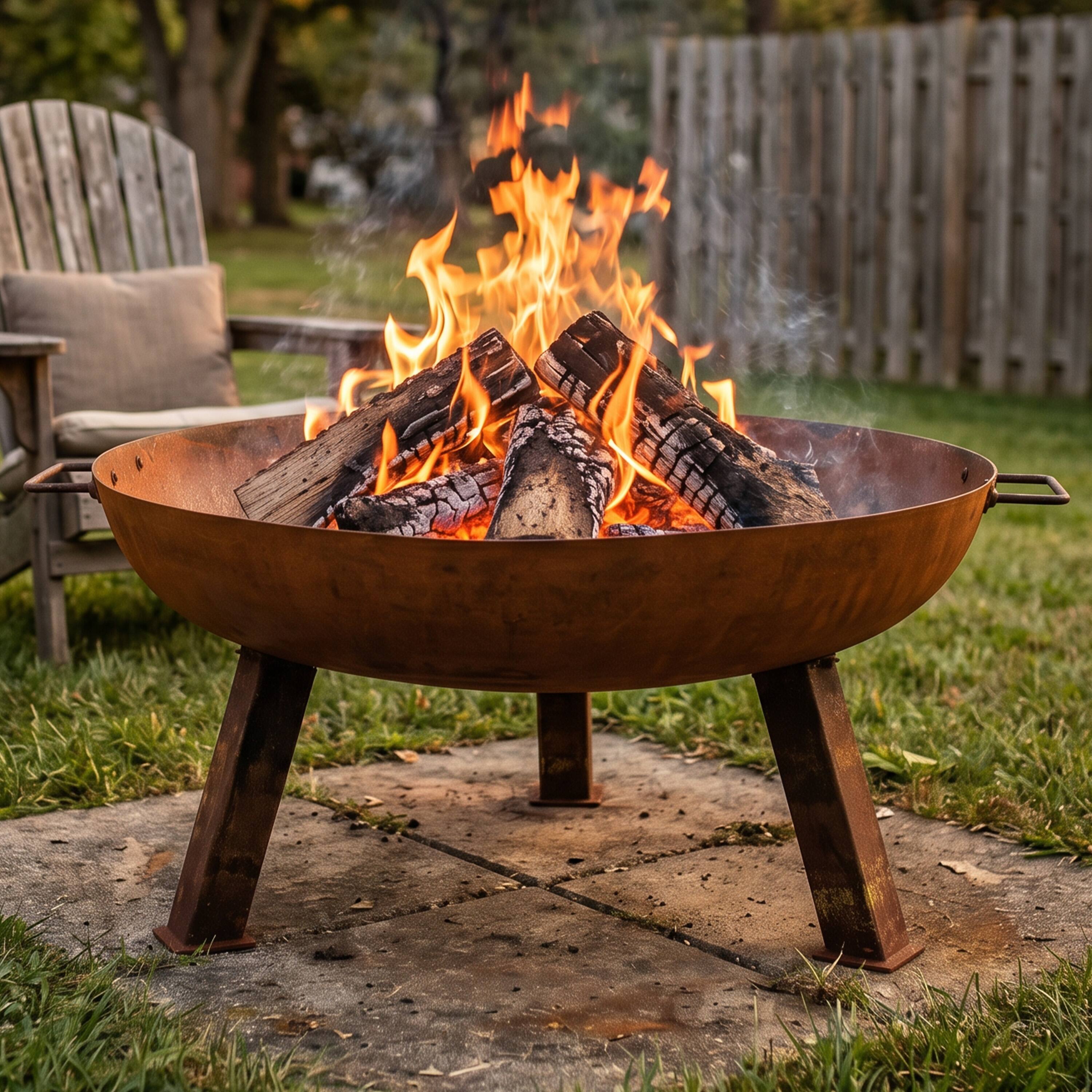 Alt View 1. Sunnydaze - 24 in Small Rustic Cast Iron Fire Pit Bowl with Stand - Rust.
