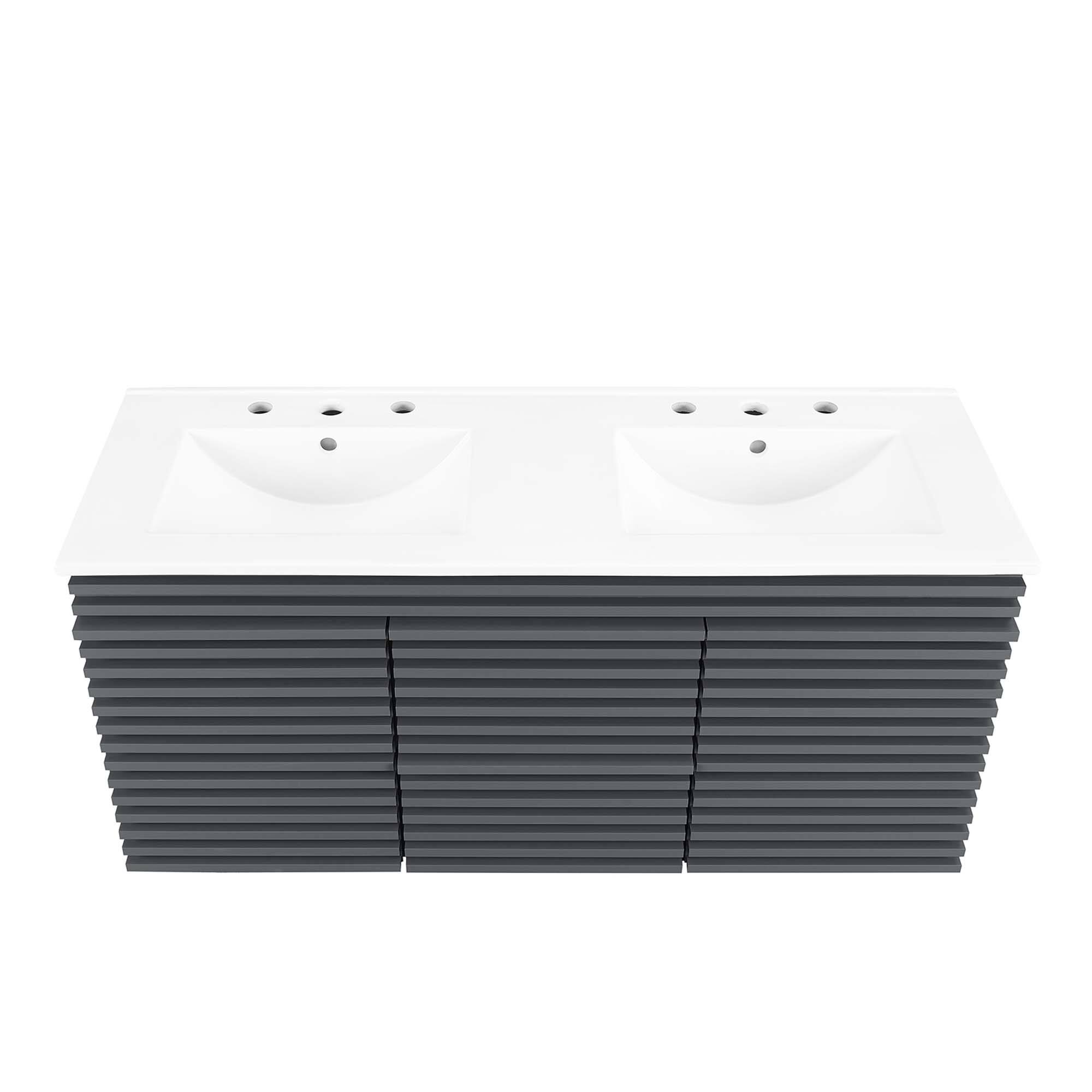 Alt View 3. Modway - Render 48" Wall-Mount Bathroom Vanity Basin Included by Modway - Gray White.