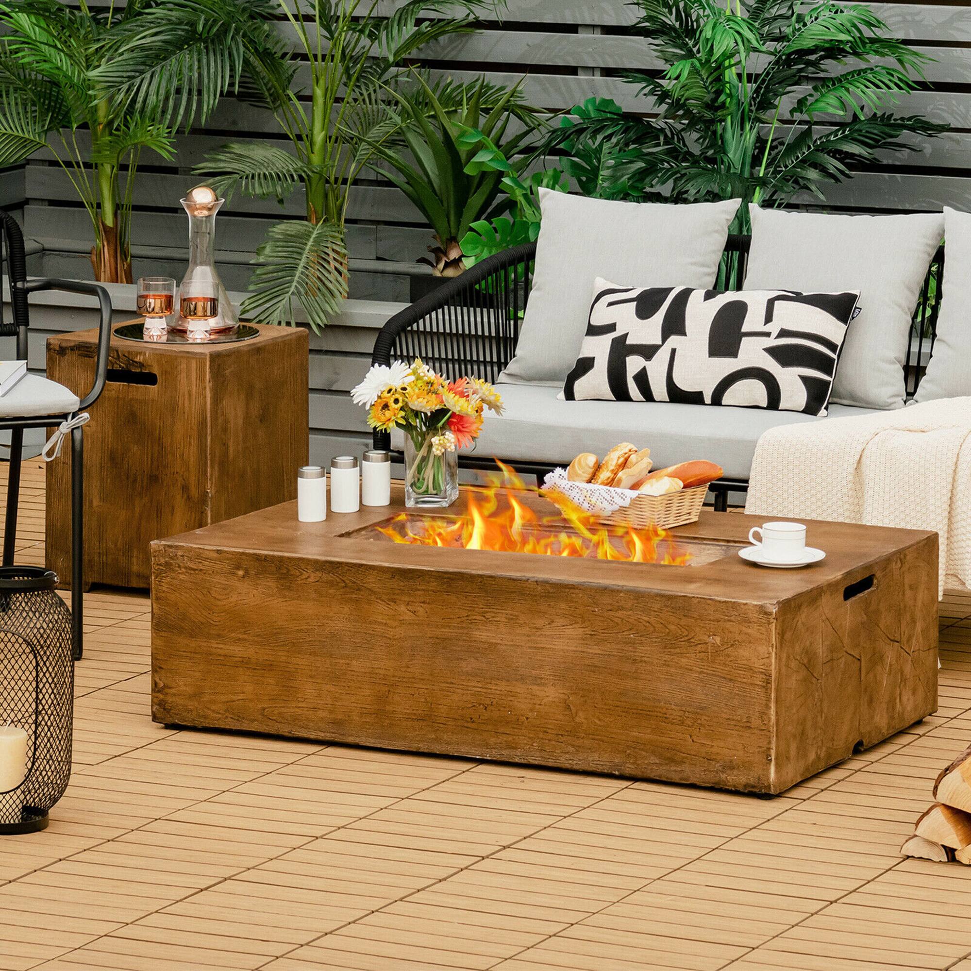Alt View 1. Costway - Costway 48 x27-inch Outdoor Gas Fire Pit Table 50,000 BTU W/ Lava Rocks & Cover - Brown.