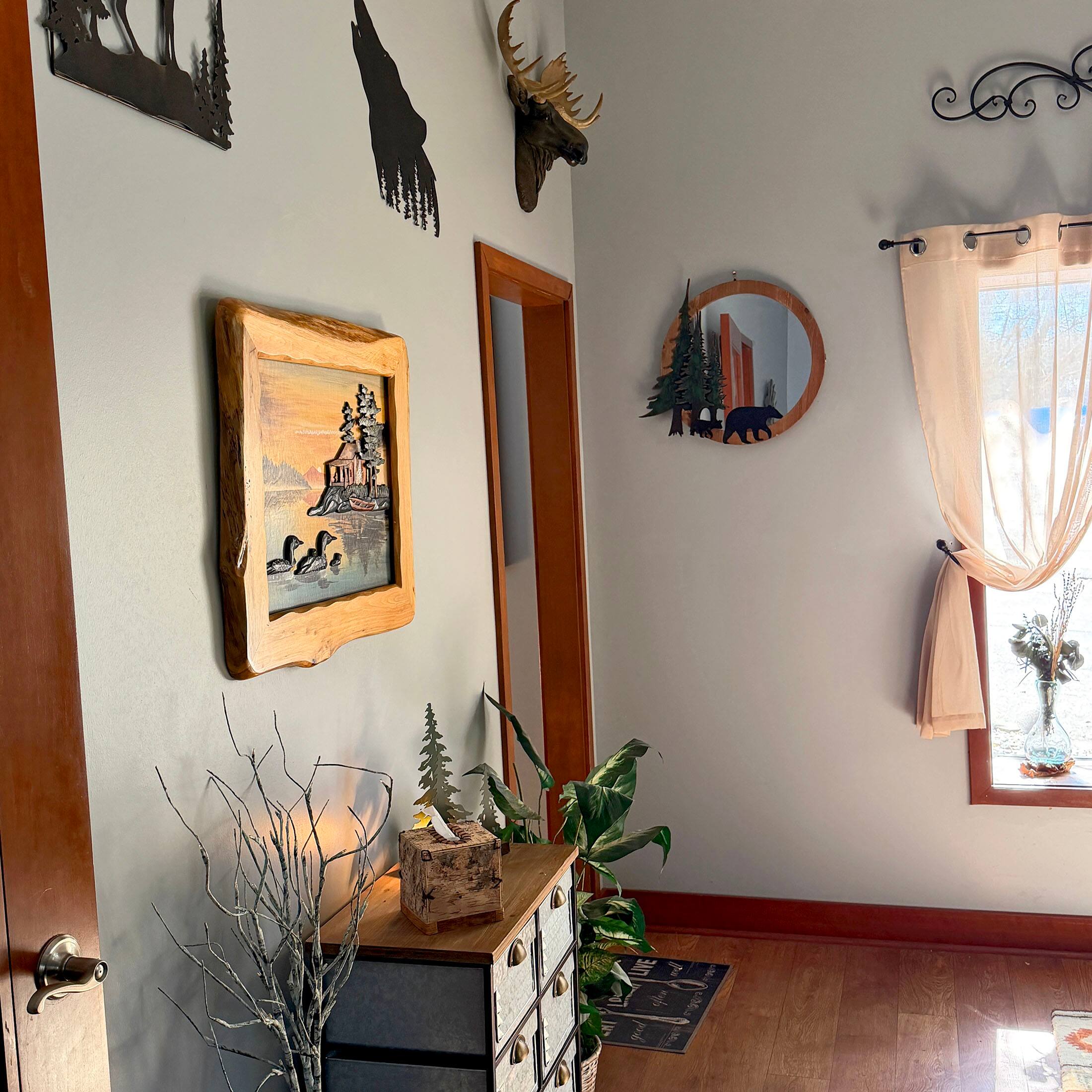 Alt View 5. Zeckos - Rustic Loon Family Intarsia Wood Wall Sculpture 25.5x29.5 Cabin Décor - Brown.