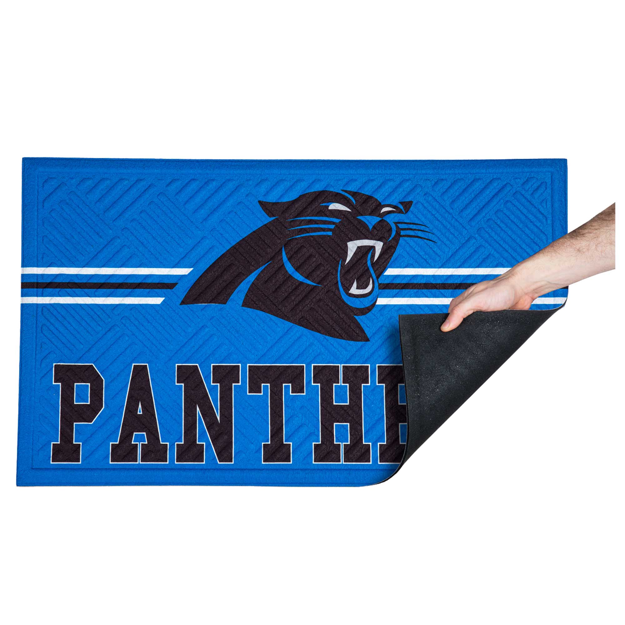 Alt View 1. Evergreen Enterprises - Carolina Panthers Embossed Door Mat - Multicolor.