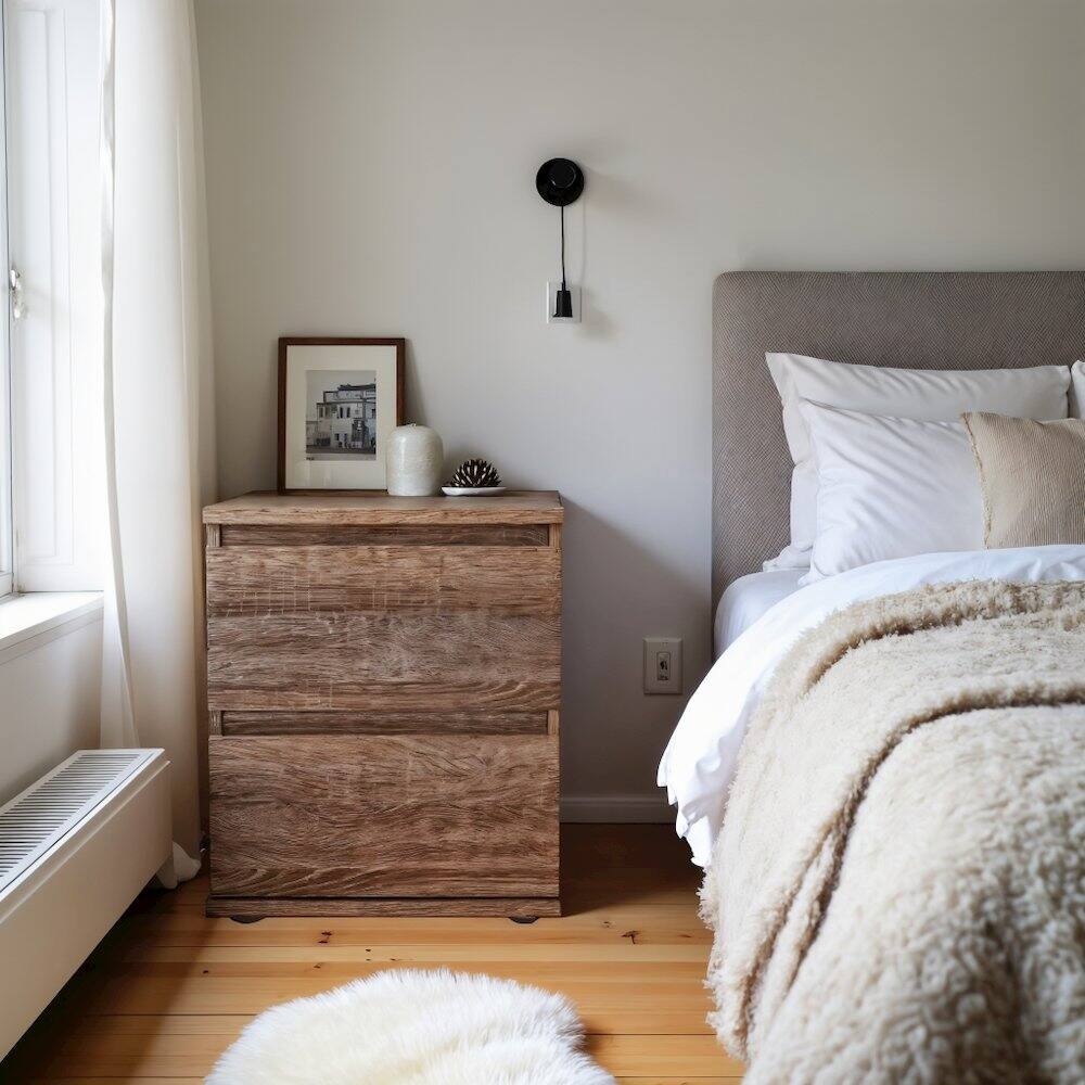Alt View 1. FurniFact - 2 Drawer Nightstand - Stylish Small Dresser with Drawers for Bedrooms - Brown.
