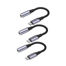 Qixxronics - (3pcs) USB-C to 3.5 mm AUX Adapter Compatible with iPhone 17 16 15, Samsung Galaxy, Note, Pixel Devices iPad Pro, & More - Gray