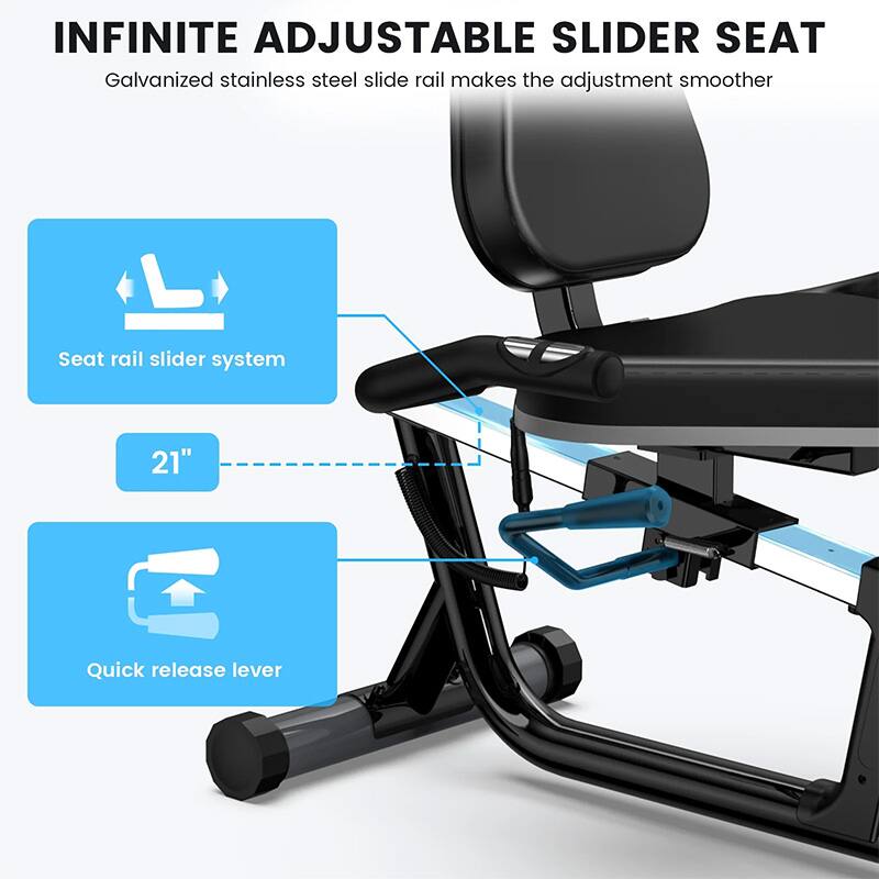 INFINITE ADJUSTABLE SLIDER SEAT

Galvanized stainless steel slide rail makes the adjustment smoother

Seat rail slider system

21"

Quick release lever